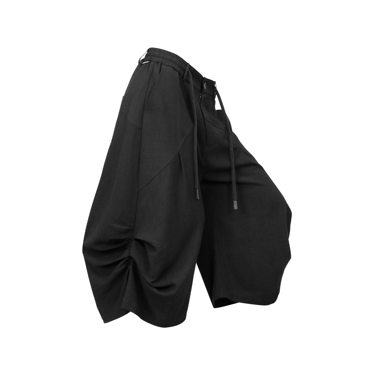 RELABEL Ruched Tencel-Acetate Oversized Shorts-Shorts-XS-Black-Free Shipping Leatheretro