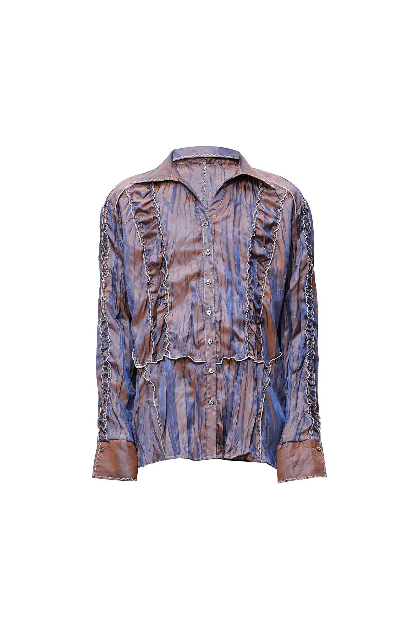 OIPWORD Retro Crinkled Pleated Shirt-Shirt-M-Free Shipping Leatheretro