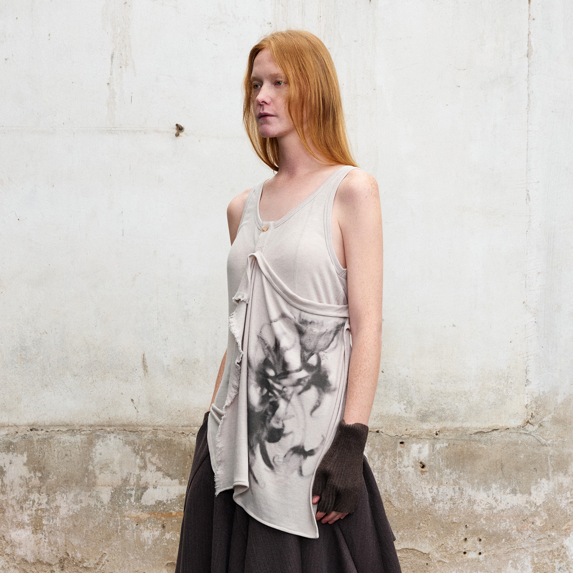 ILNya Nieternite Nifutur Deconstructed Graphic Knit Tank Top Gray-Tank Top-S (0)-Free Shipping Leatheretro