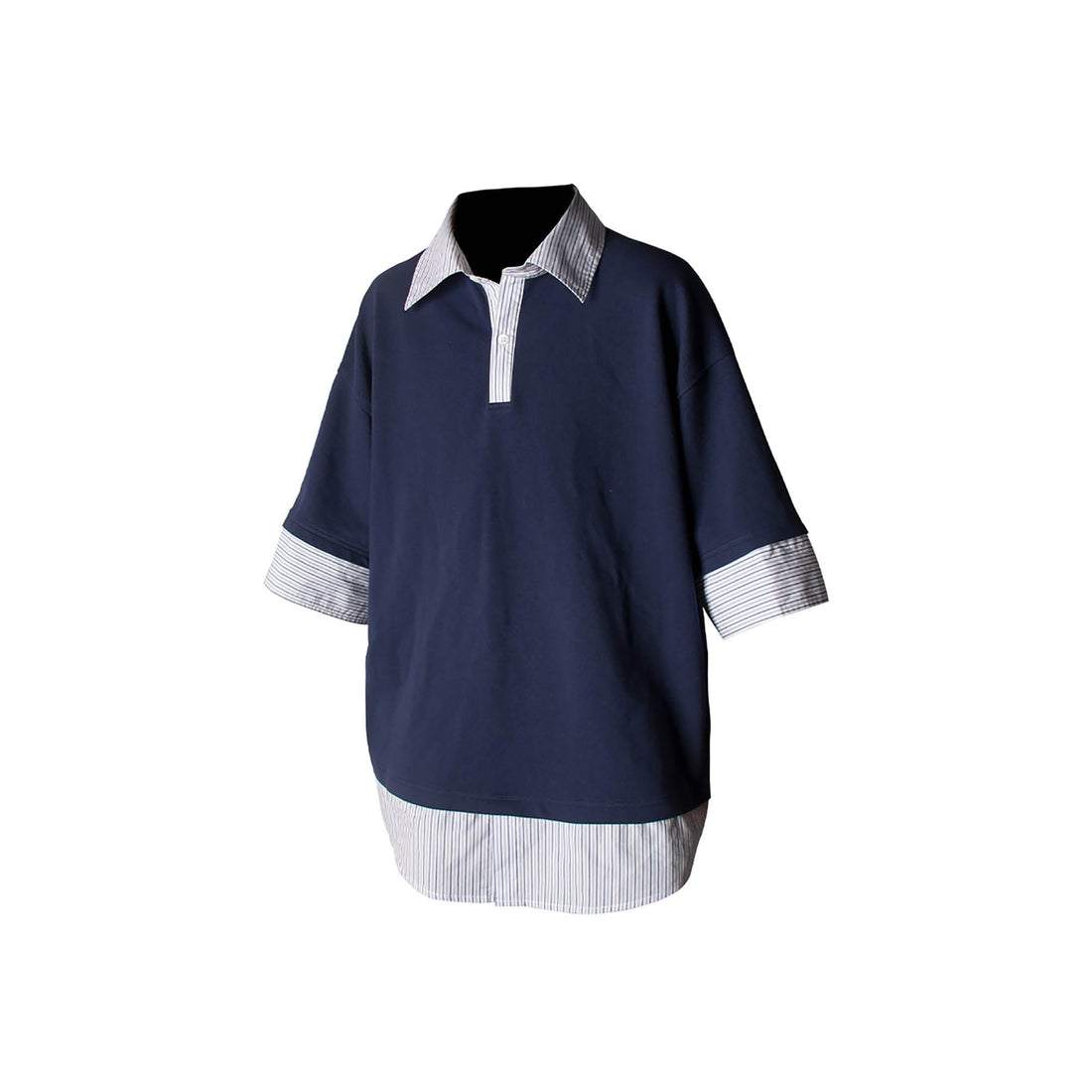 RELABEL Striped Layered Polo T-Shirt-T Shirt-S-Free Shipping Leatheretro