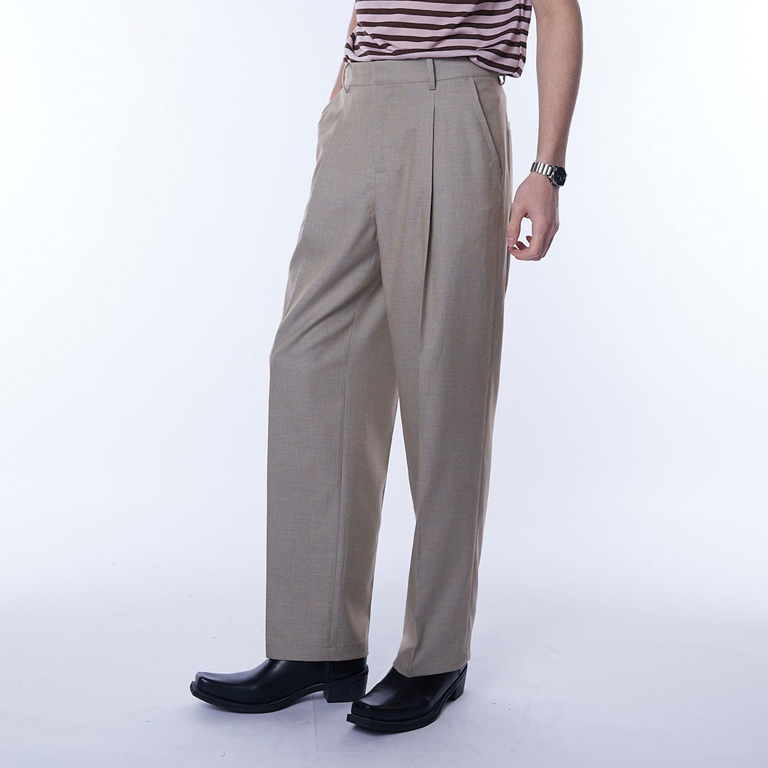 ASSEEN Essential Pleated Straight-Leg Cigarette Trousers-Pants-S-Free Shipping Leatheretro