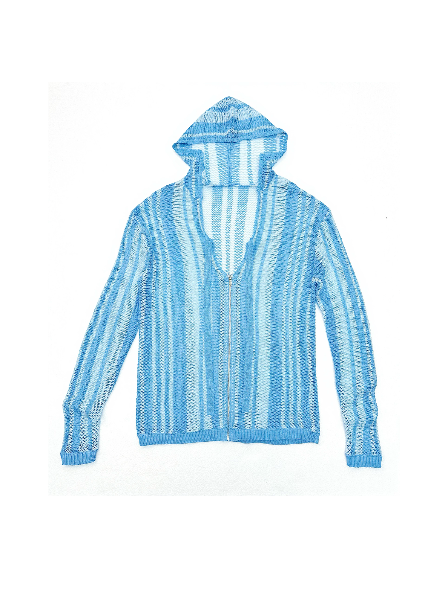 KADAKADA Striped Open-Knit Deep V Hooded Sweater-Sweater-M (Preorder)-Free Shipping Leatheretro