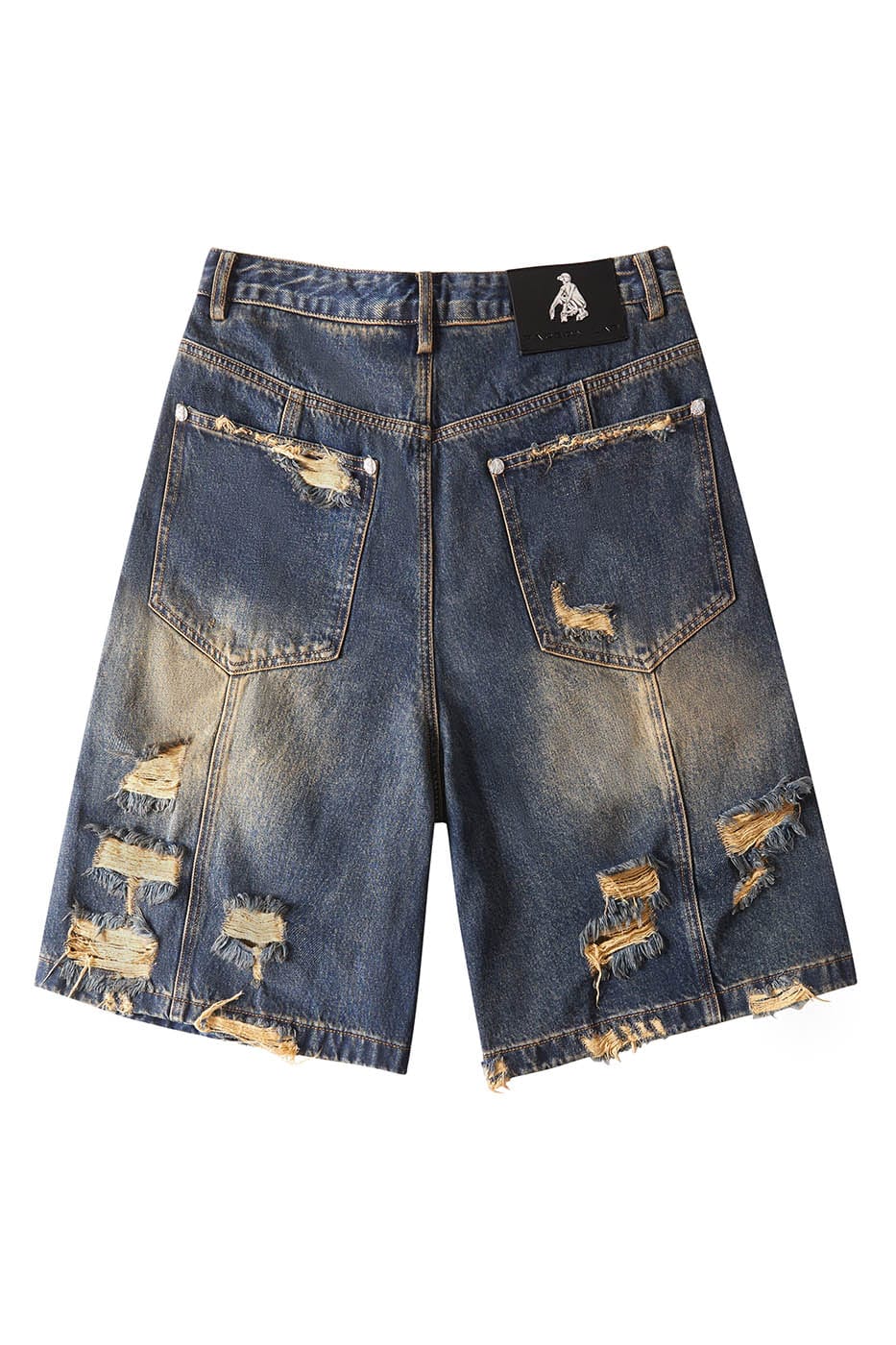 FACEONLAB Distressed Oversized Denim Shorts-Shorts-M-Free Shipping Leatheretro