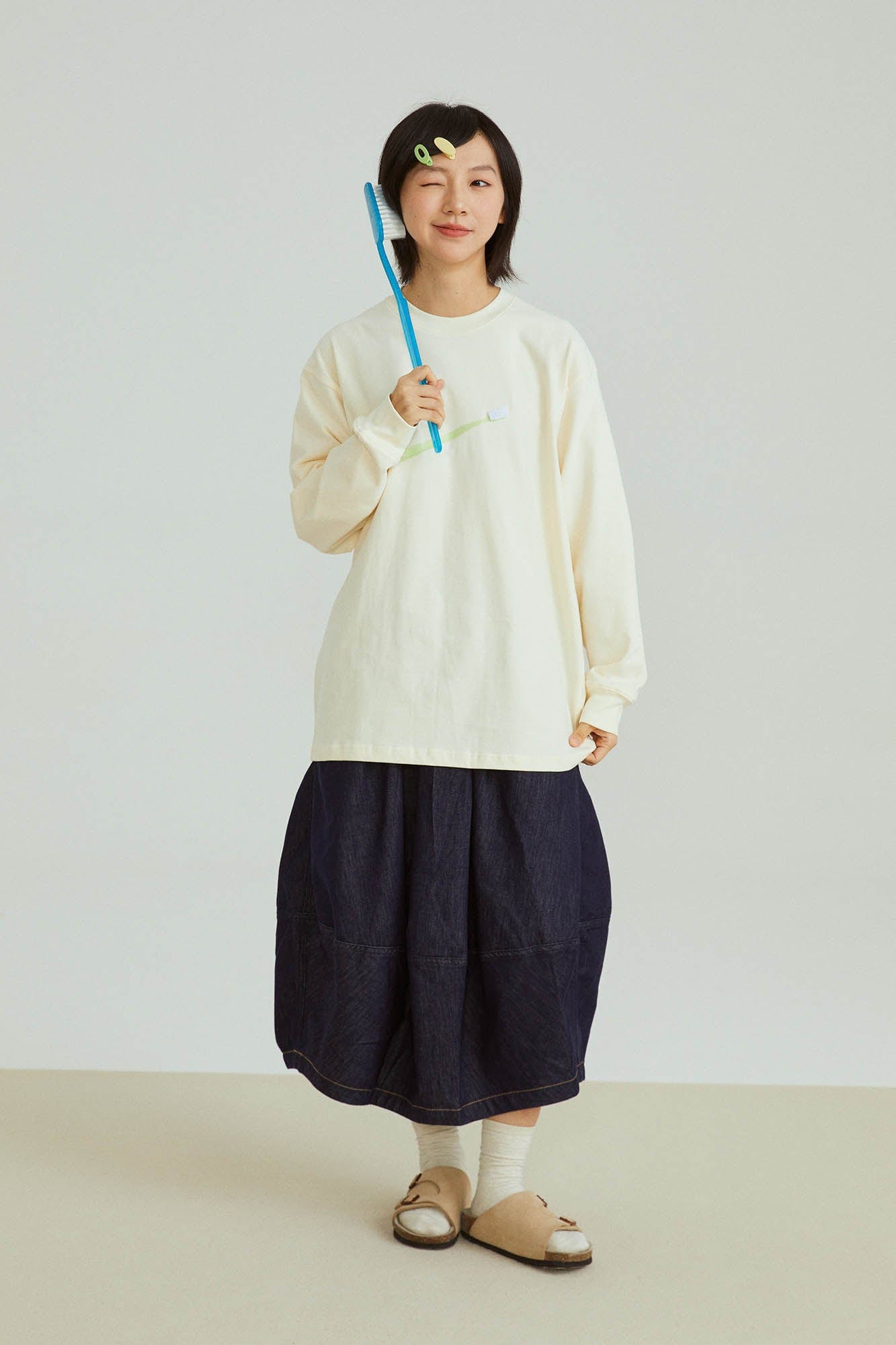 ONADAILYBASIS Toothbrush & Toothpaste Graphic Long-Sleeve Tee-L/S Tee-S-Free Shipping Leatheretro