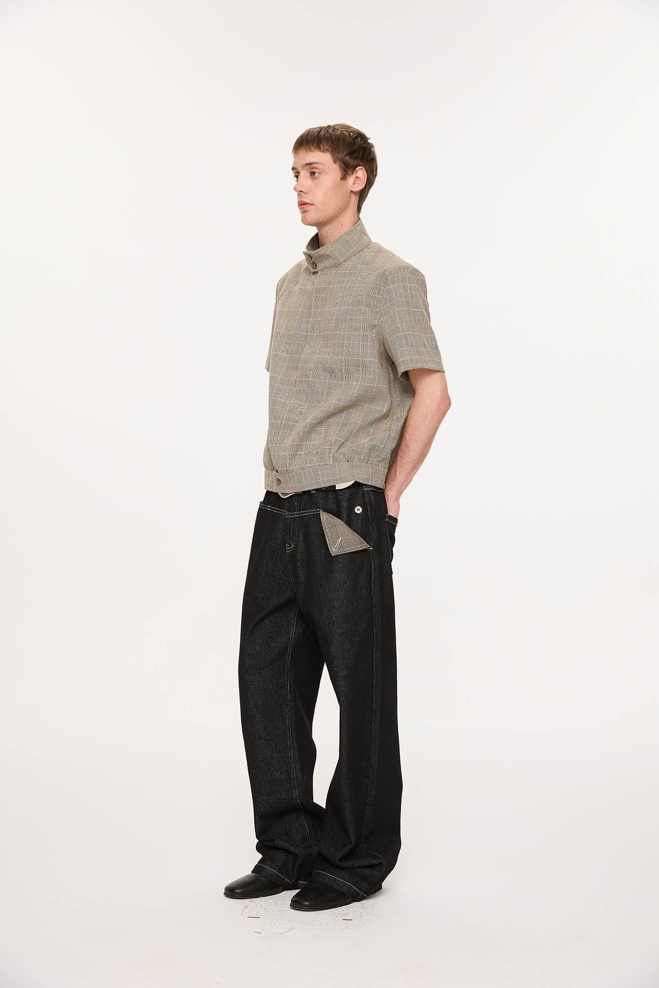 KREATE Panel Flap Plaid Pocket Jeans-Jeans-S-Free Shipping Leatheretro