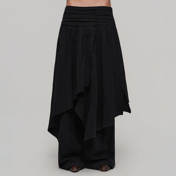 ILNya Nieternite Nifutur Crinkled Flap Cotton-Linen Blend Skort-Pants-S(0)-Free Shipping Leatheretro