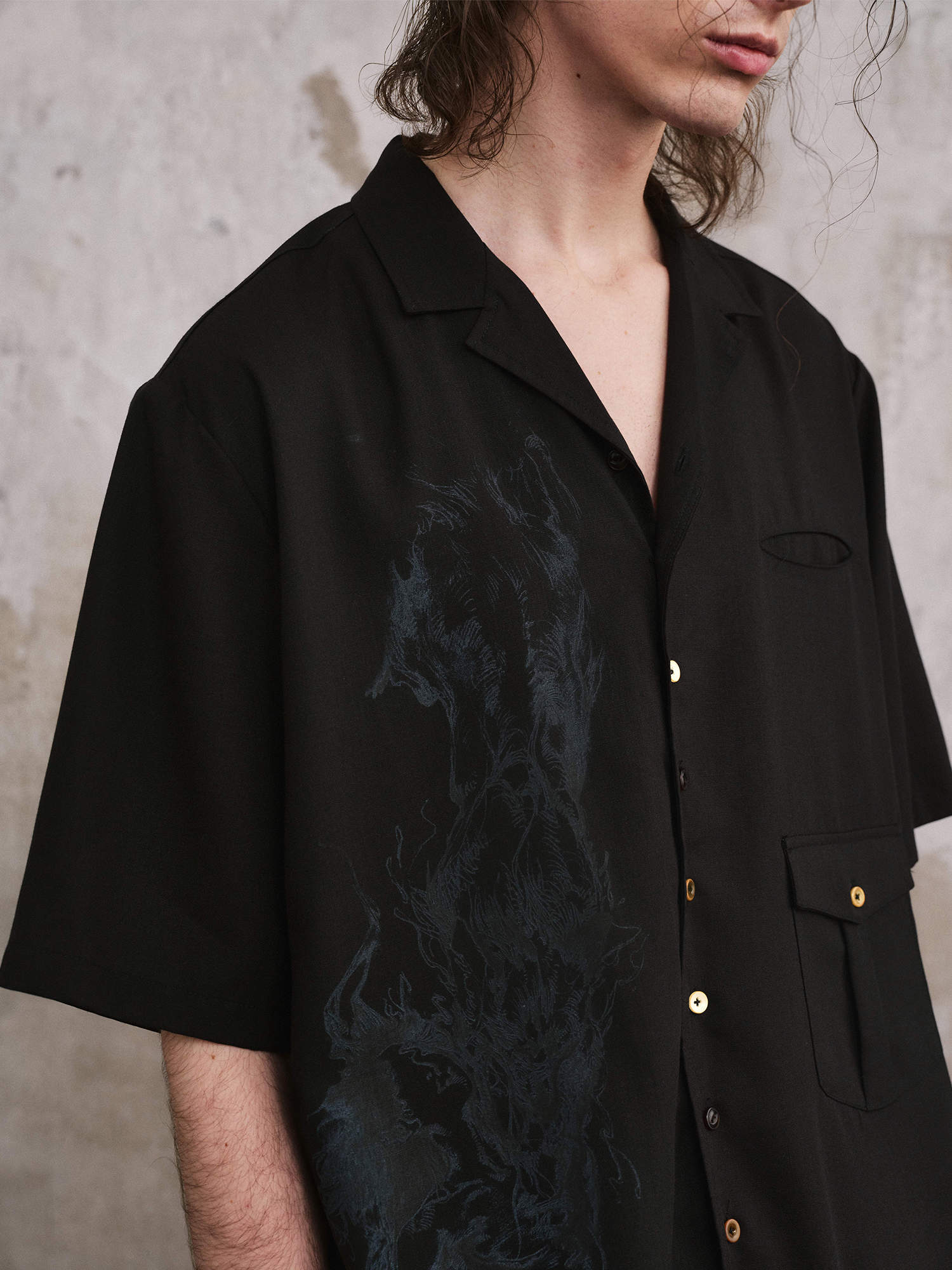 ILNya Nieternite Nifutur Tonal Graphic Cupro Half Shirt-Half shirt-S-Free Shipping Leatheretro