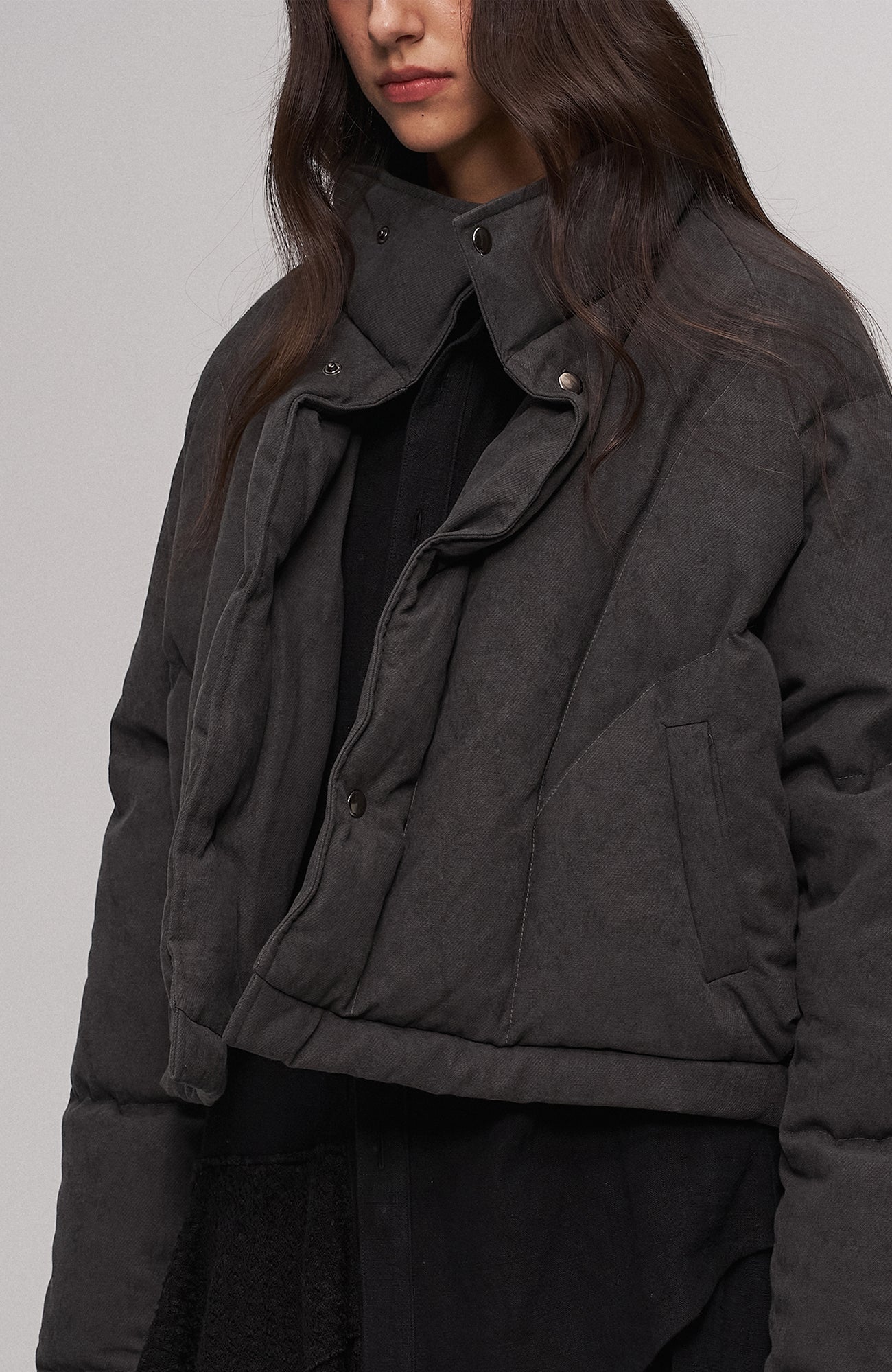 ILNya Nieternite Nifutur Asymmetrical Collar Cocoon Cropped Down Jacket-Jacket-S(0) (Preorder)-Free Shipping Leatheretro