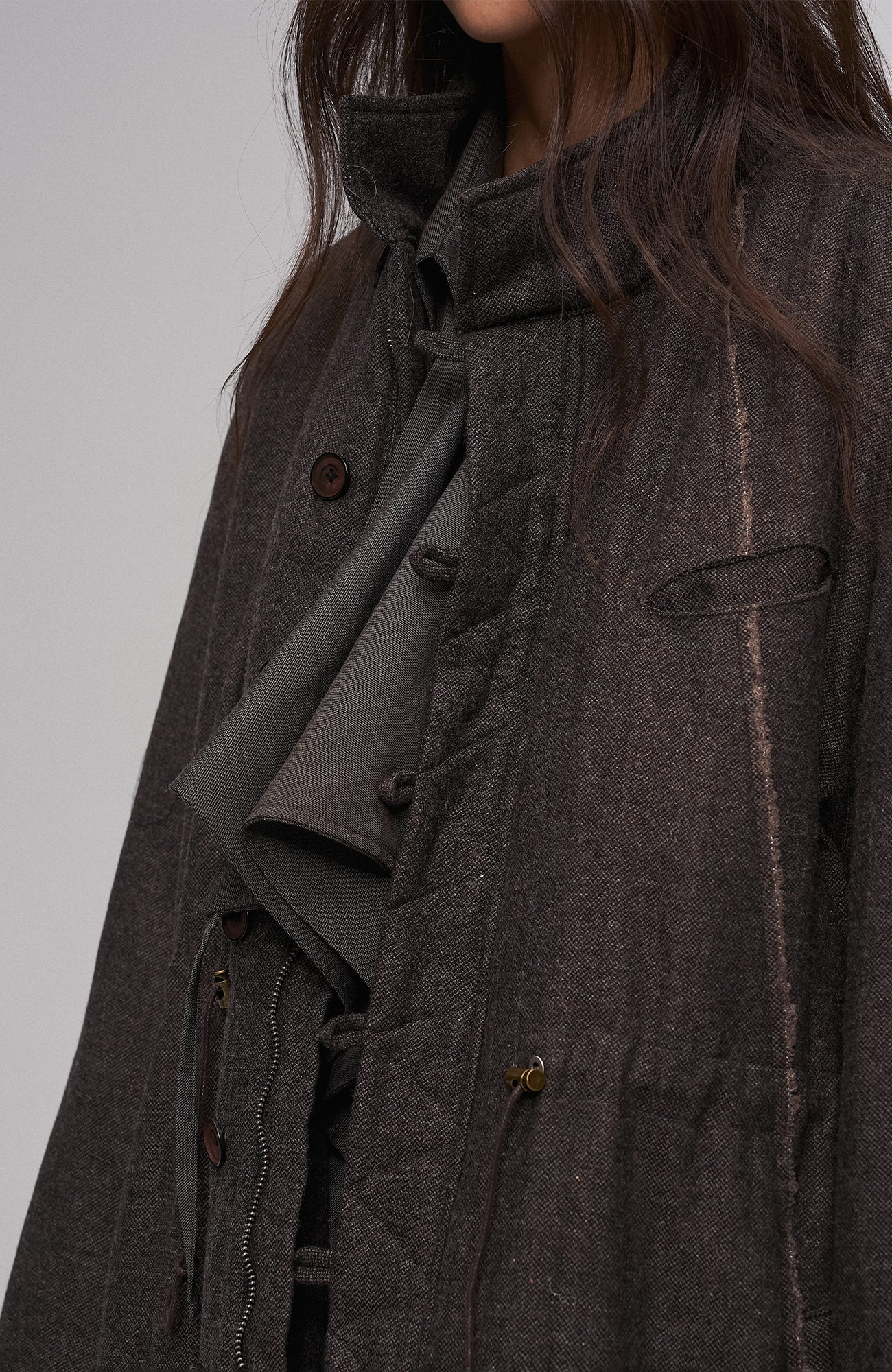 ILNya Nieternite Nifutur Asym Hem Drawcord Wool-Blend Parka-Jacket-S(0) (Preorder)-Free Shipping Leatheretro