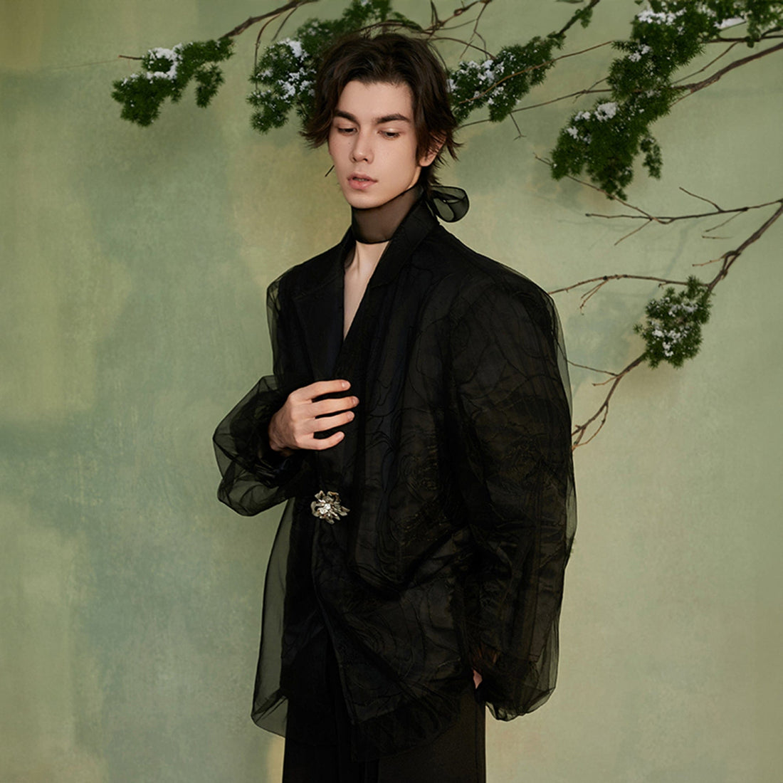 JIECHI Layered Floral Embossed Blazer-Jacket-M-Blazer-Free Shipping Leatheretro