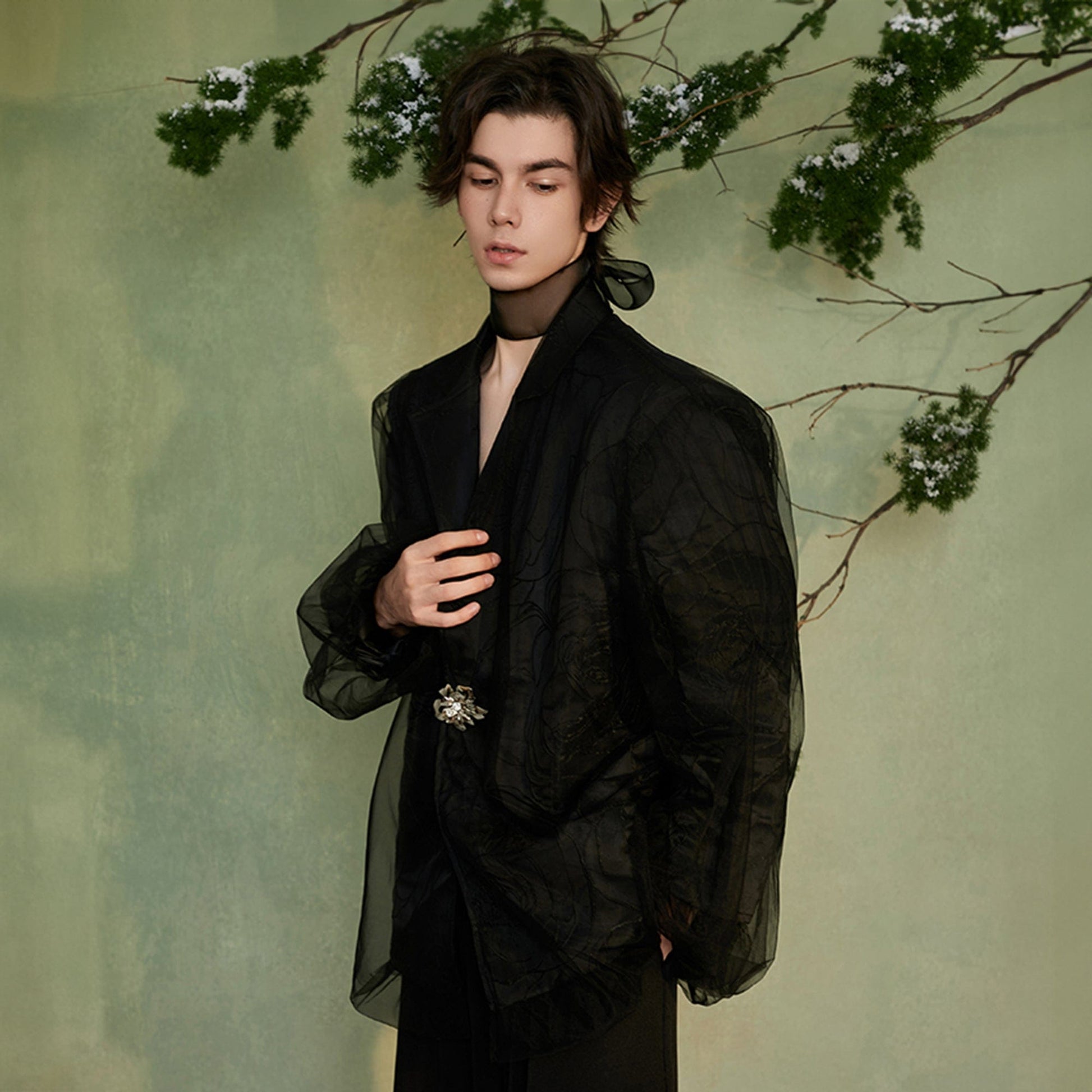 JIECHI Layered Floral Embossed Blazer-Jacket-M-Blazer-Free Shipping Leatheretro