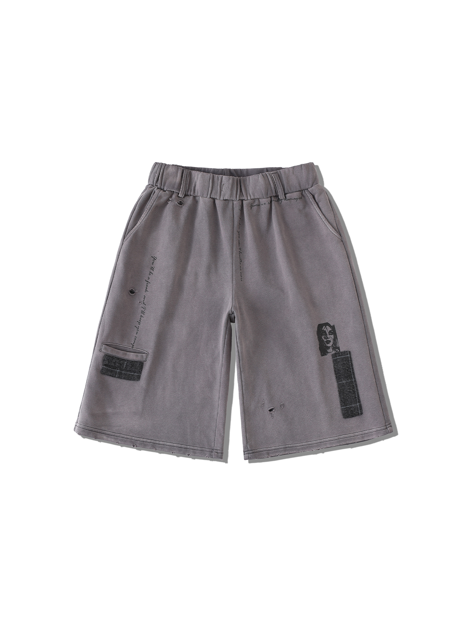 RICHILL Washed Patch Graphic Shorts-Shorts-S / 30"-Free Shipping Leatheretro