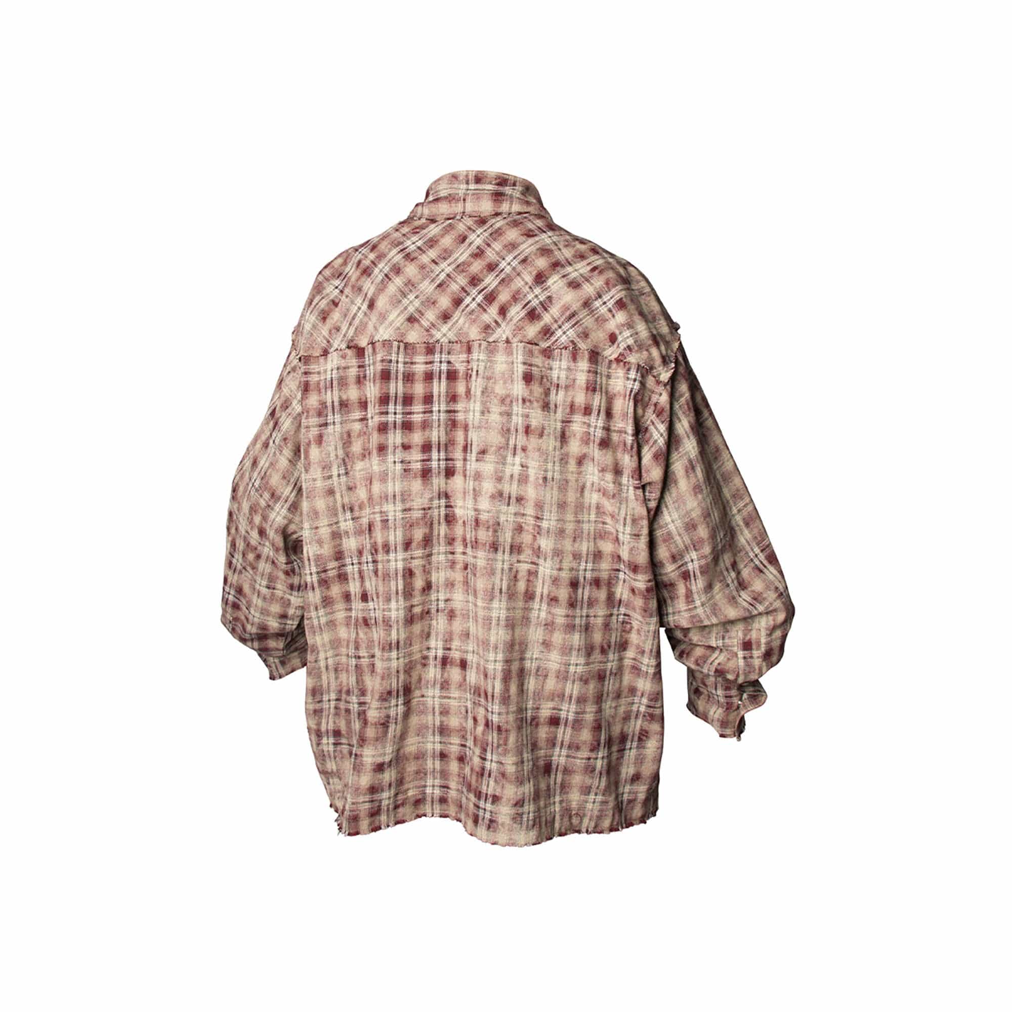 RELABEL Tie-dye Plaid Dual Closure Frayed Shirt-Shirt-XS-Blue-Free Shipping Leatheretro