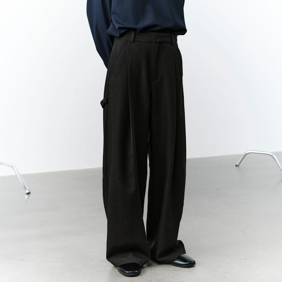 GRAINMUSTARD Minimal Draped Wide-Leg Trousers-Pants-XS-Free Shipping Leatheretro