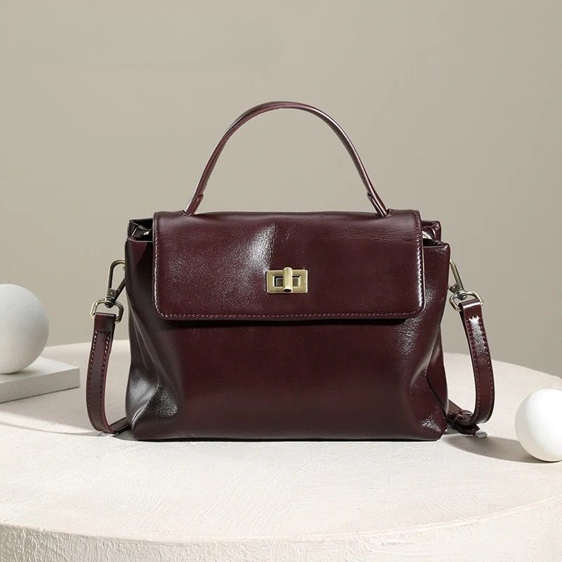 Leather Handbag Fashion Crossbody Bags-Handbags-Brown-Free Shipping Leatheretro