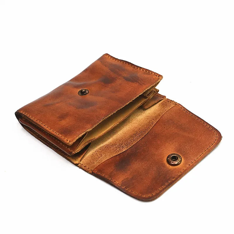 Handmade Leather RFID Zipper Wallet - Vintage Card Holder Coin Purse-Wallets & Money Clips-Dark Brown-Free Shipping Leatheretro
