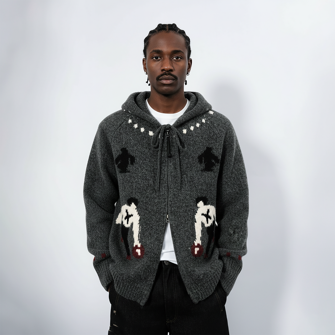 7440 37 1 Fair Isle Wool-Blend Hooded Cardigan-Jacket-S-Free Shipping Leatheretro