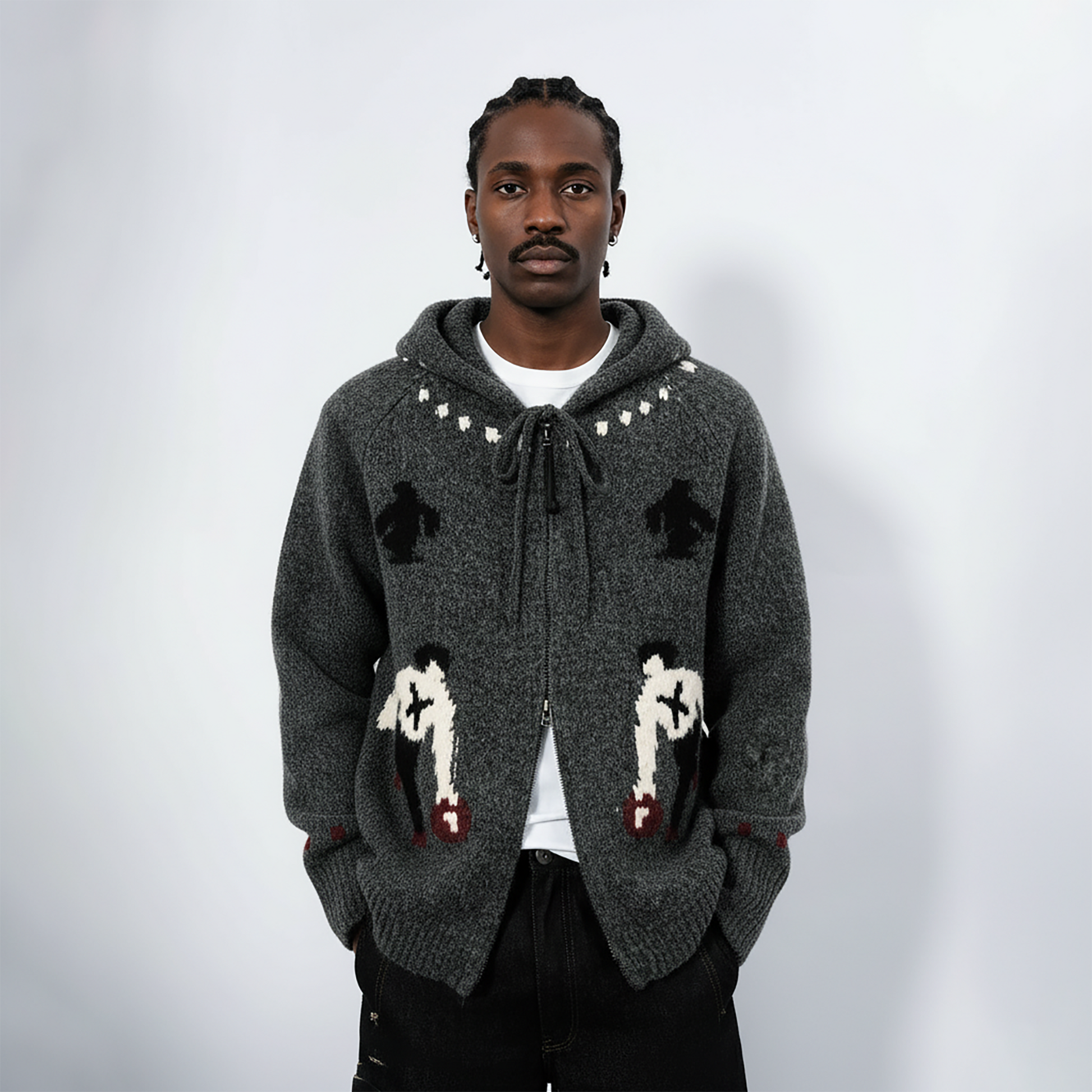 7440 37 1 Fair Isle Wool-Blend Hooded Cardigan-Jacket-S-Free Shipping Leatheretro