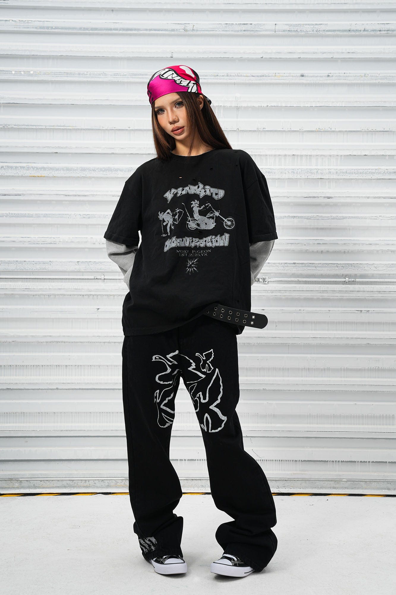 VINKID Stacked Sleeve Graphic Long-Sleeve Tee-L/S Tee-S-Free Shipping Leatheretro