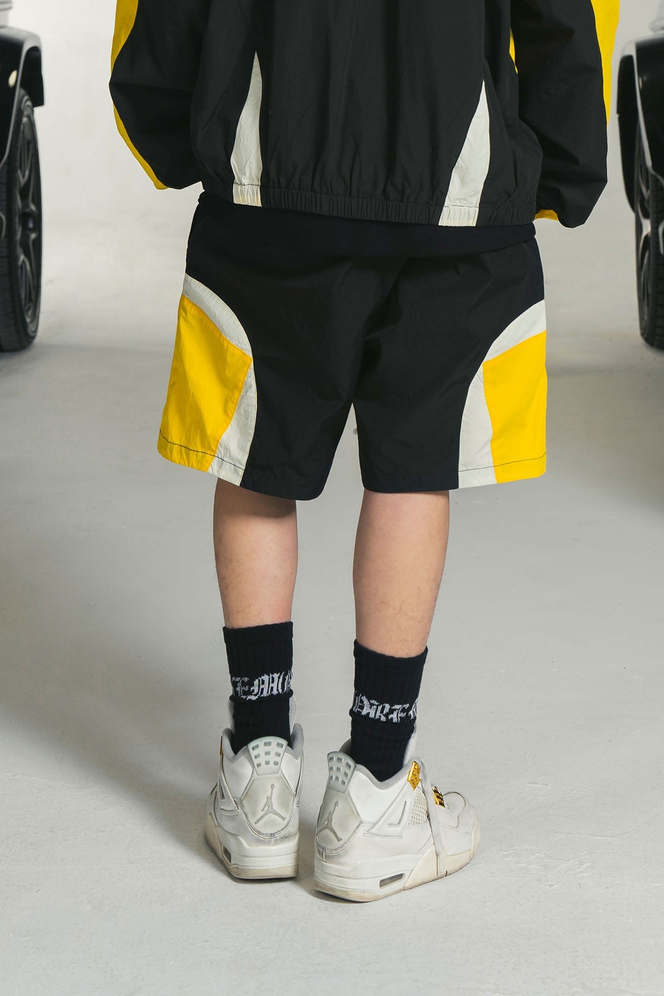 MAKEMORE Retro Contrast Panel Embroidery Drawstring Shorts-Shorts-S-Black-Free Shipping Leatheretro