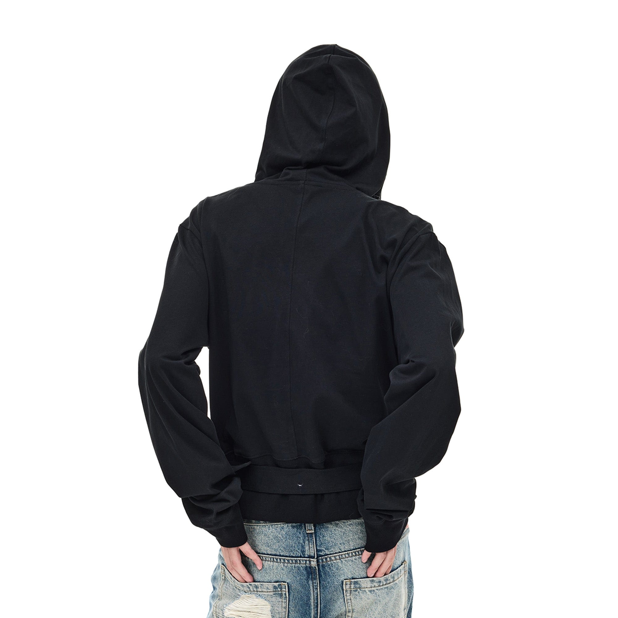 WHISTLEHUNTER Detachable-Belt Deep V-Cut Hardware Hoodie-Hoodie-S-Free Shipping Leatheretro