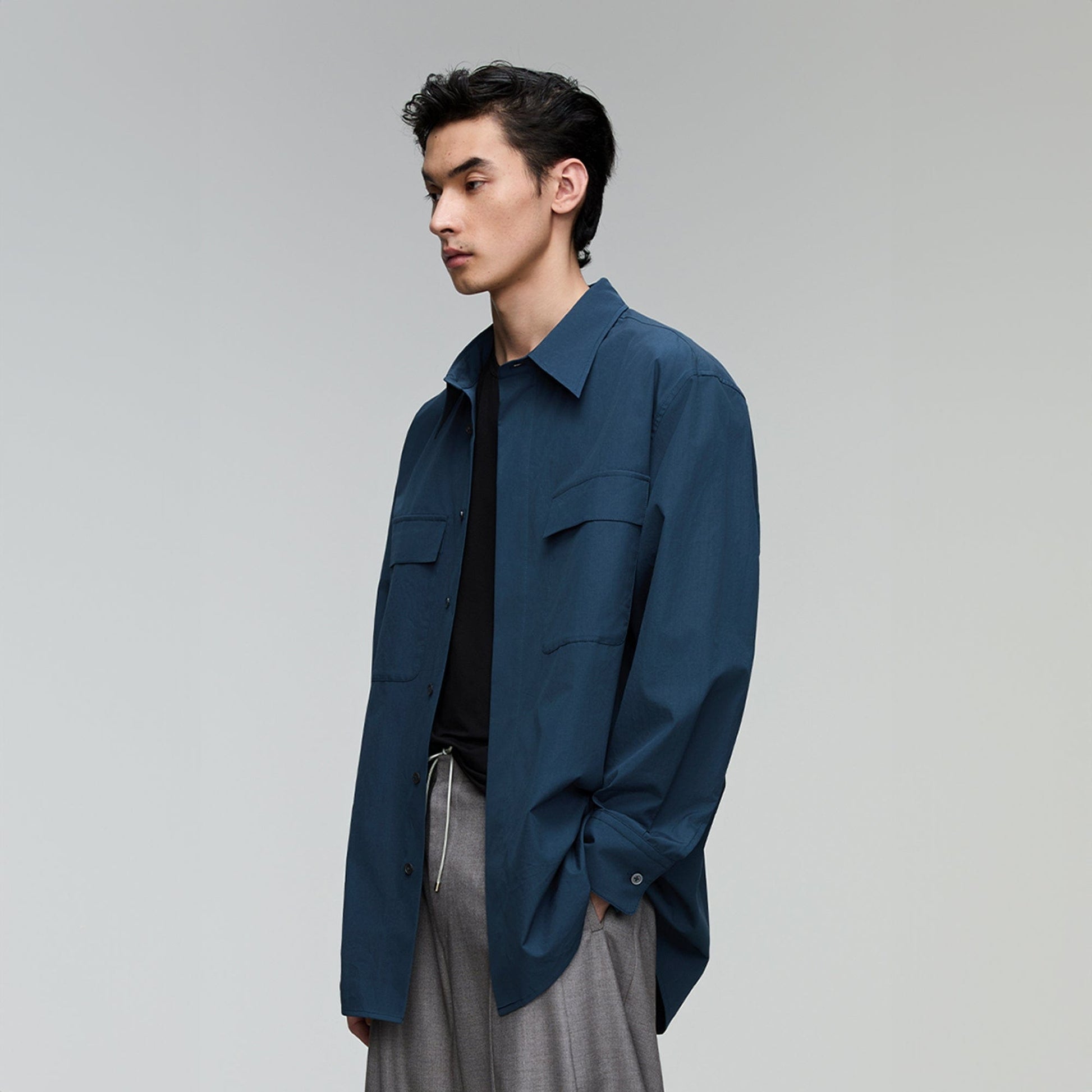 OPICLOTH Utility Pocket Oversized Shirt-Shirt-S-Free Shipping Leatheretro