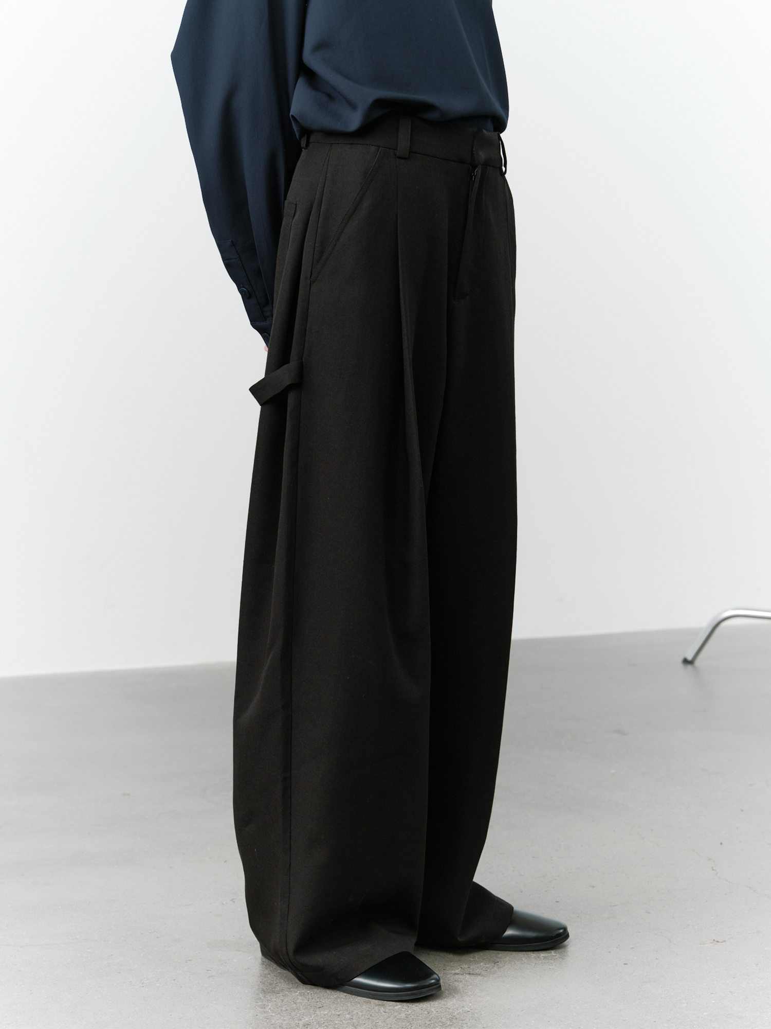GRAINMUSTARD Minimal Draped Wide-Leg Trousers-Pants-XS-Free Shipping Leatheretro