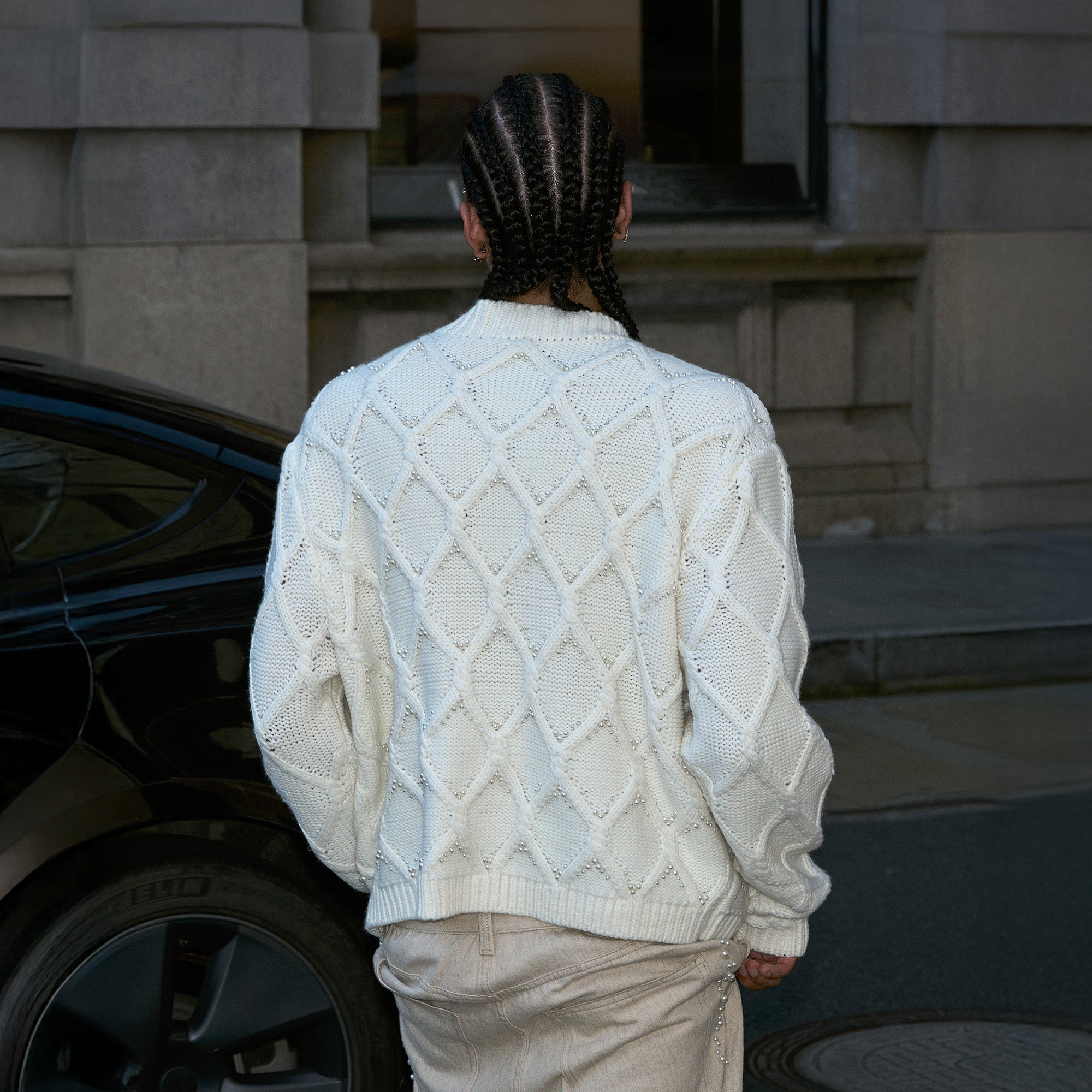 STEEPC Lattice Pearl-Stitched Wool-Blend Cardigan-Sweater-S (1)-Free Shipping Leatheretro