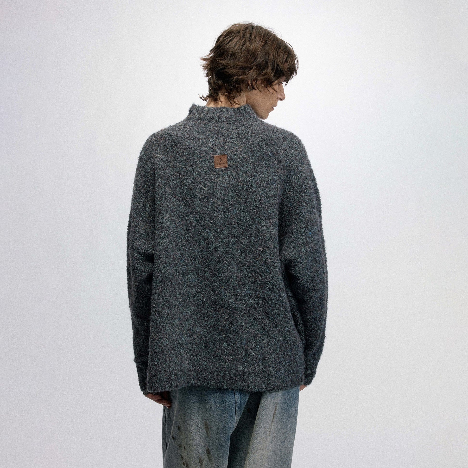 OVDY Modern V-neck Fleece Sweater-Sweater-S-Gray-Free Shipping Leatheretro