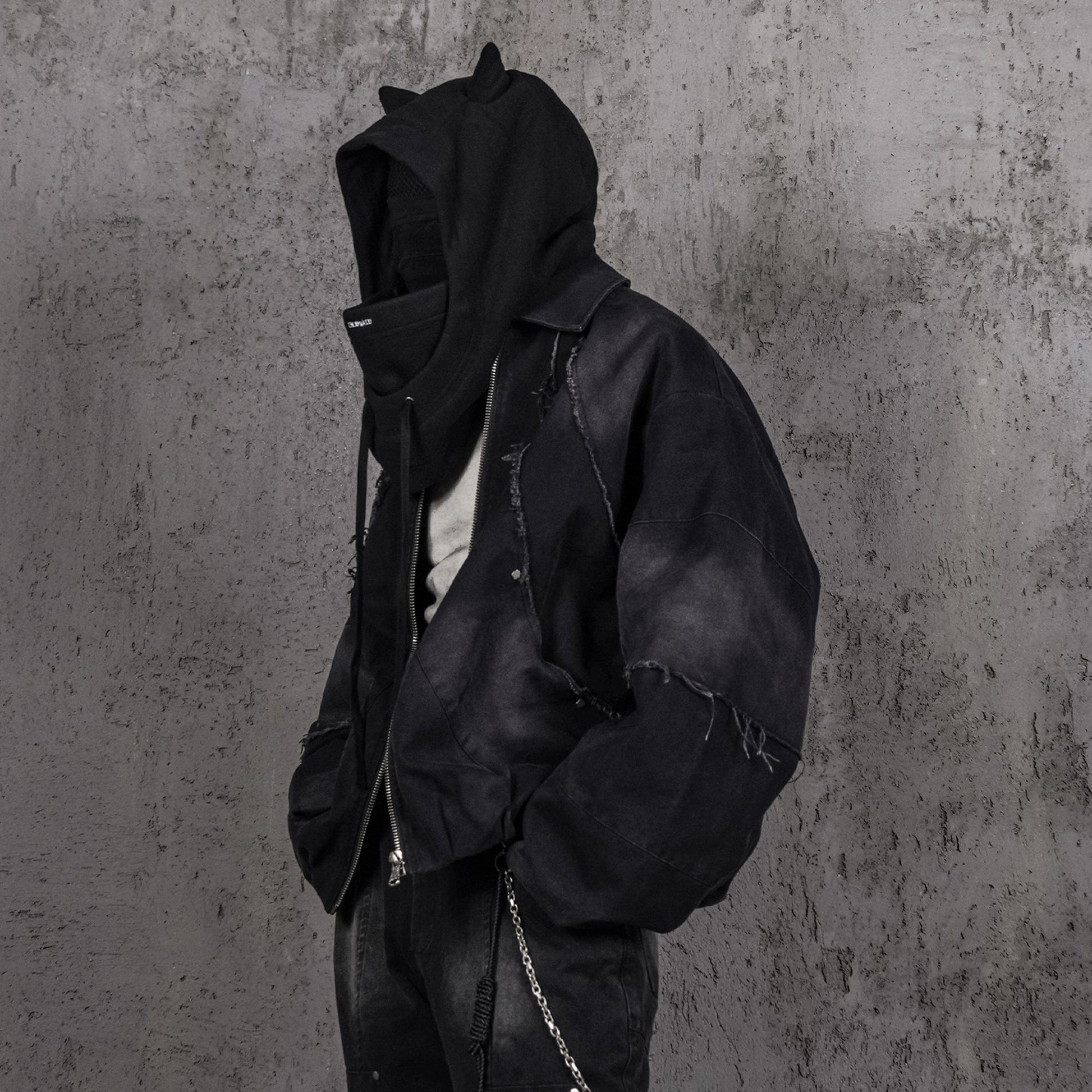 UNDERWATER Raw-Edge Spliced Rivet Jacket-Jacket-S-Free Shipping Leatheretro