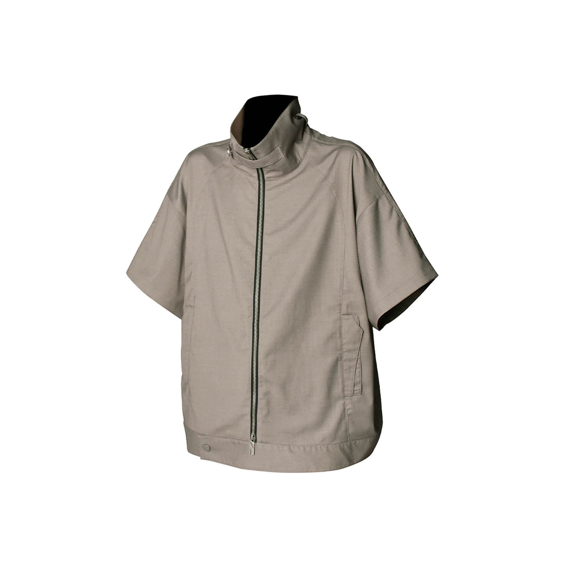RELABEL Utility Stand Collar Half-Sleeve Jacket-Jacket-XS-Gray-Free Shipping Leatheretro