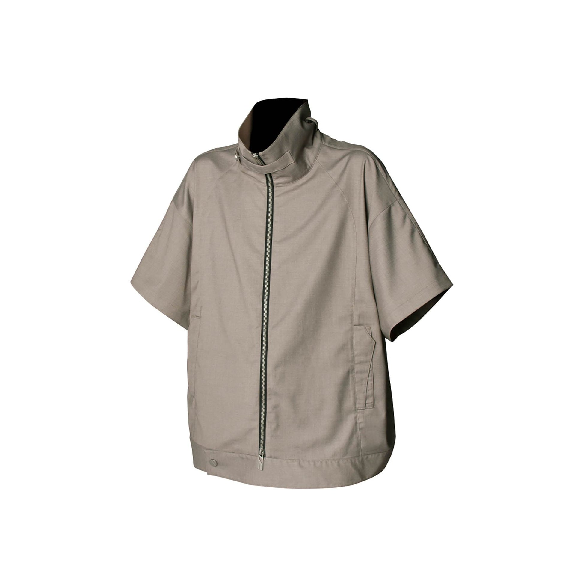 RELABEL Utility Stand Collar Half-Sleeve Jacket-Jacket-XS-Gray-Free Shipping Leatheretro
