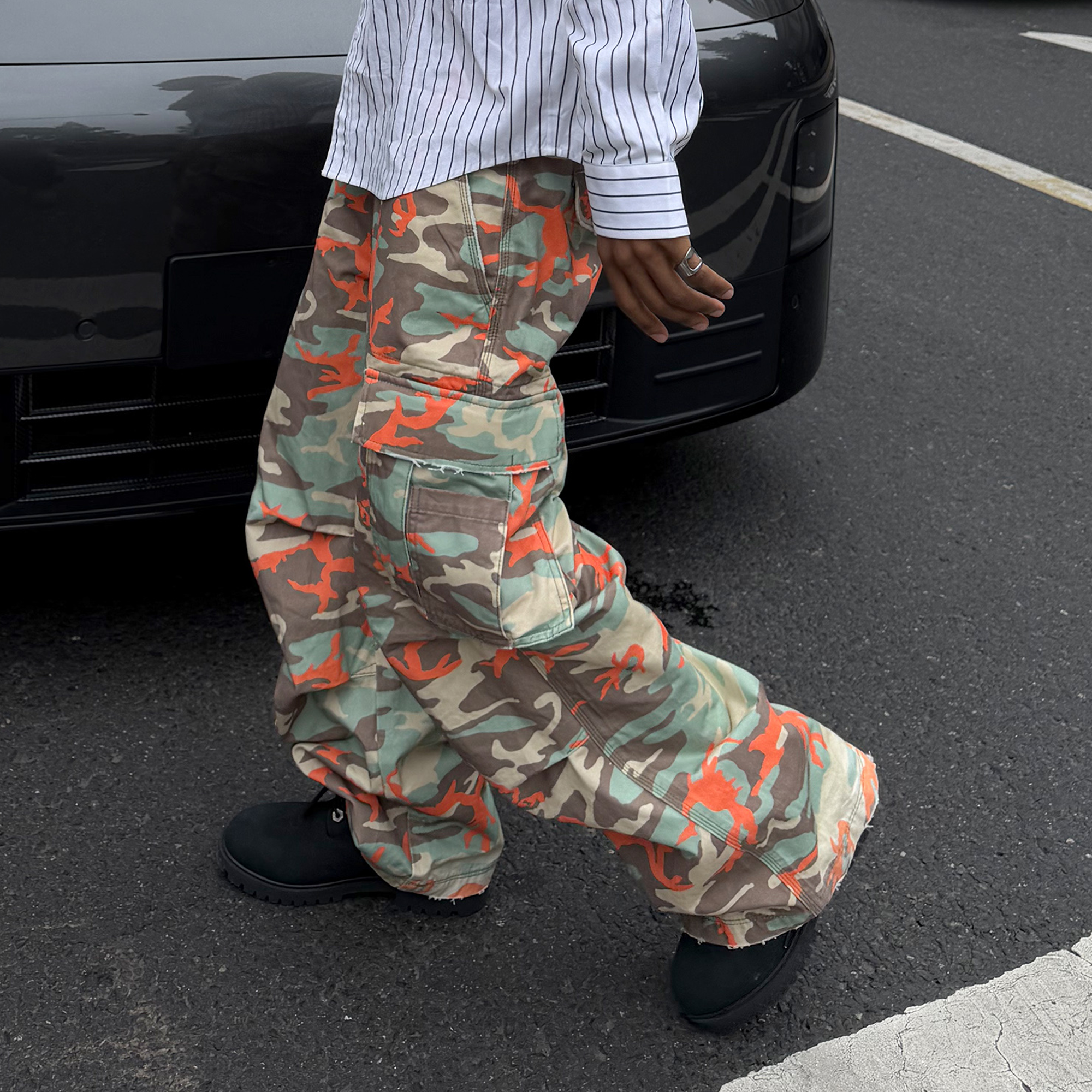 STEEPC Camo Wide-Leg Cargo Pants-Pants-S-Free Shipping Leatheretro
