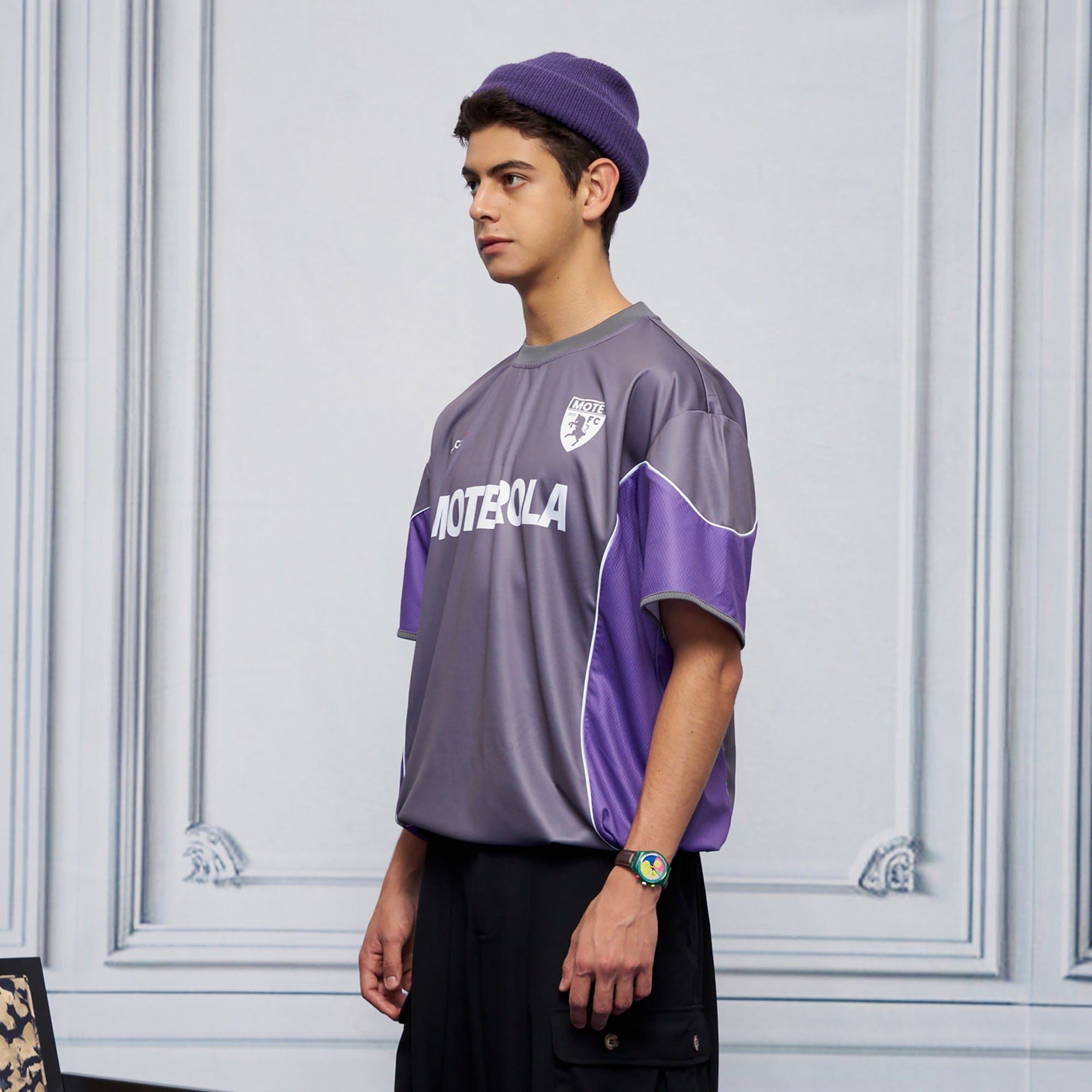 UNLIMITED MOTE x glucose by RMK Contrast Spliced Drawstring Hem Jersey-T Shirt-S-Black-Free Shipping Leatheretro