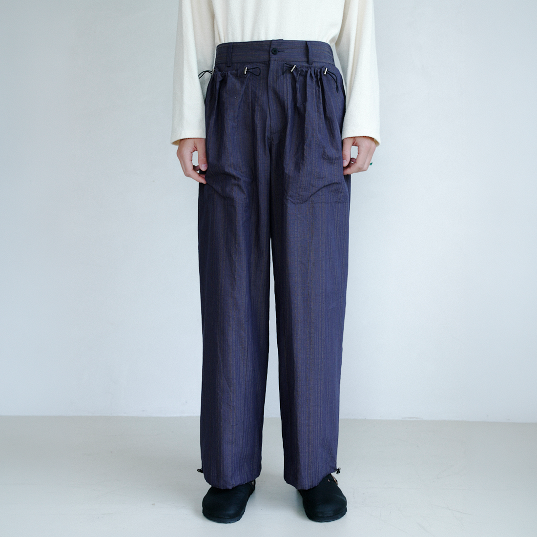 GRAINMUSTARD Drawstring Pleated Straight-Leg Trousers-Pants-XS-Free Shipping Leatheretro