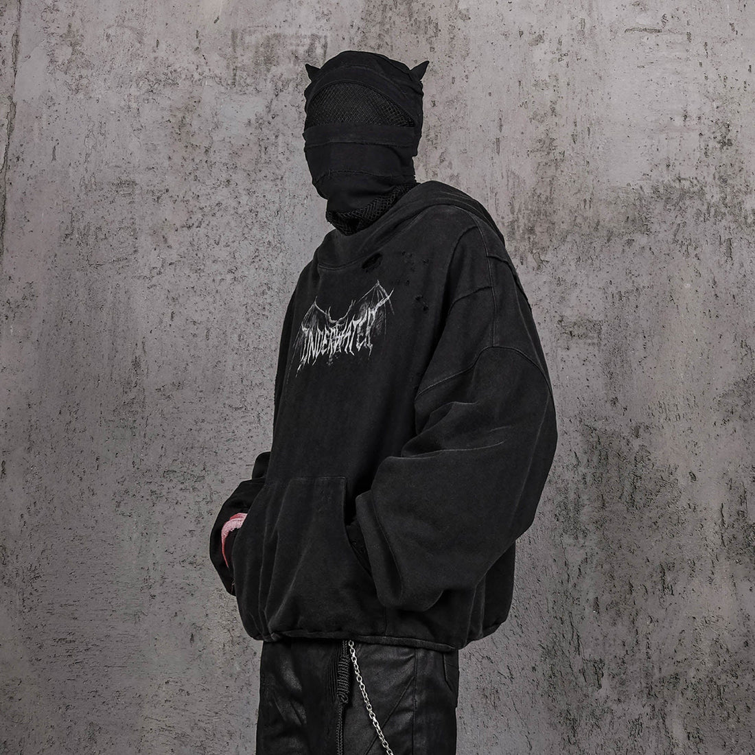 UNDERWATER Hellbound Wing Distressed Elevated Hoodie-Hoodie-S-Free Shipping Leatheretro