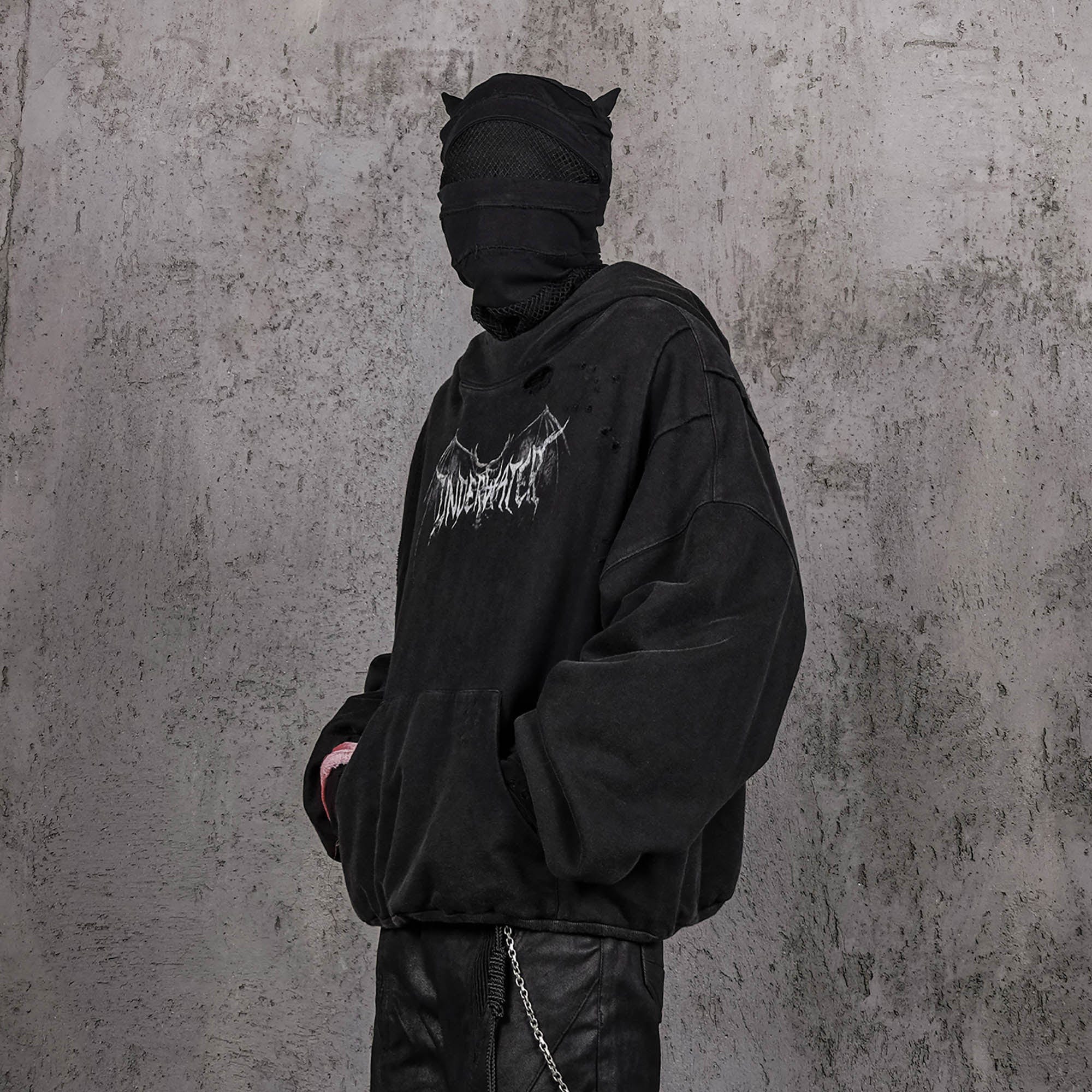 UNDERWATER Hellbound Wing Distressed Elevated Hoodie-Hoodie-S-Free Shipping Leatheretro