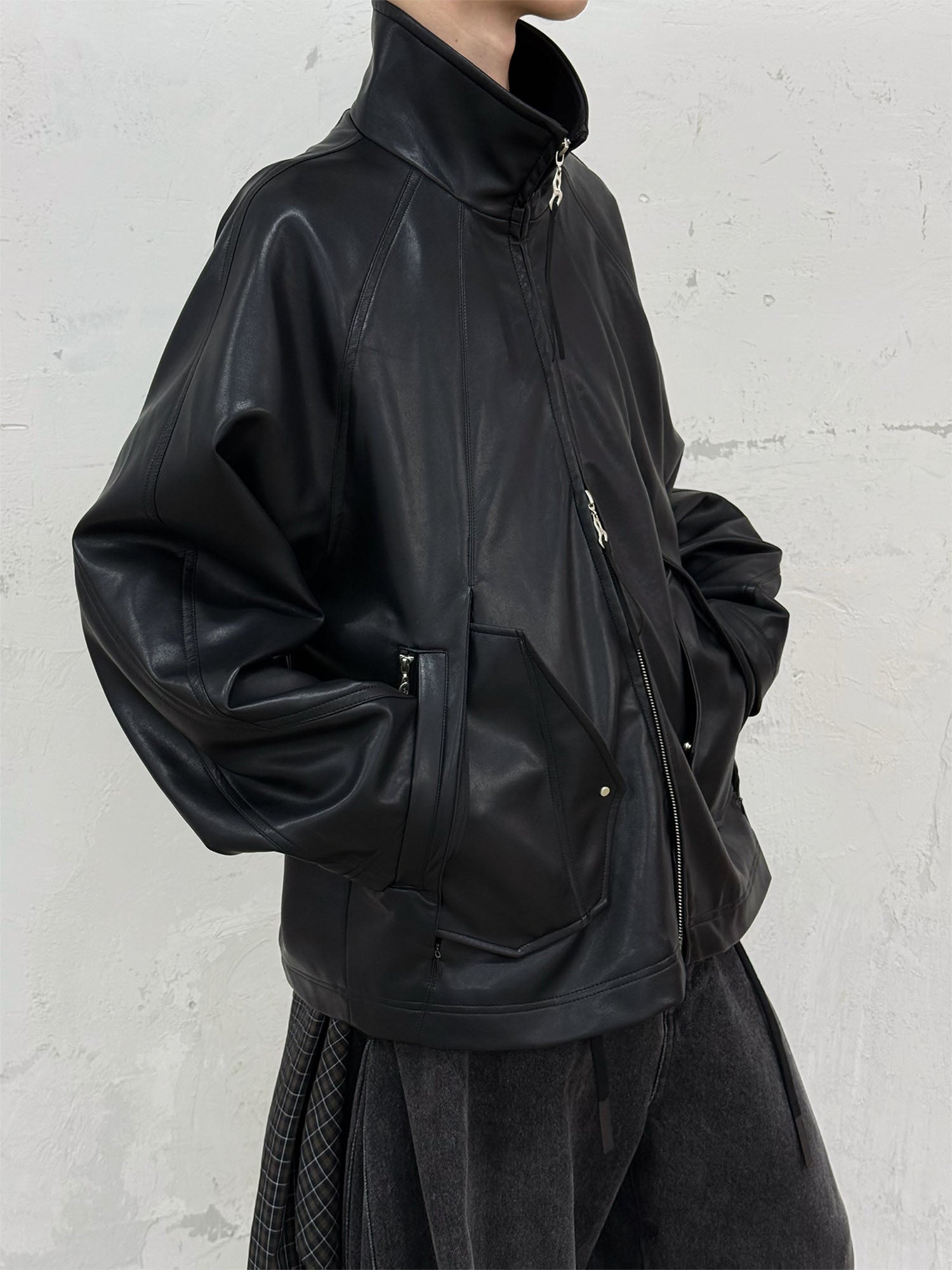 RELABEL Multi-Pocket Faux Leather Oversized Jacket-Jacket-XS (Preorder)-Free Shipping Leatheretro