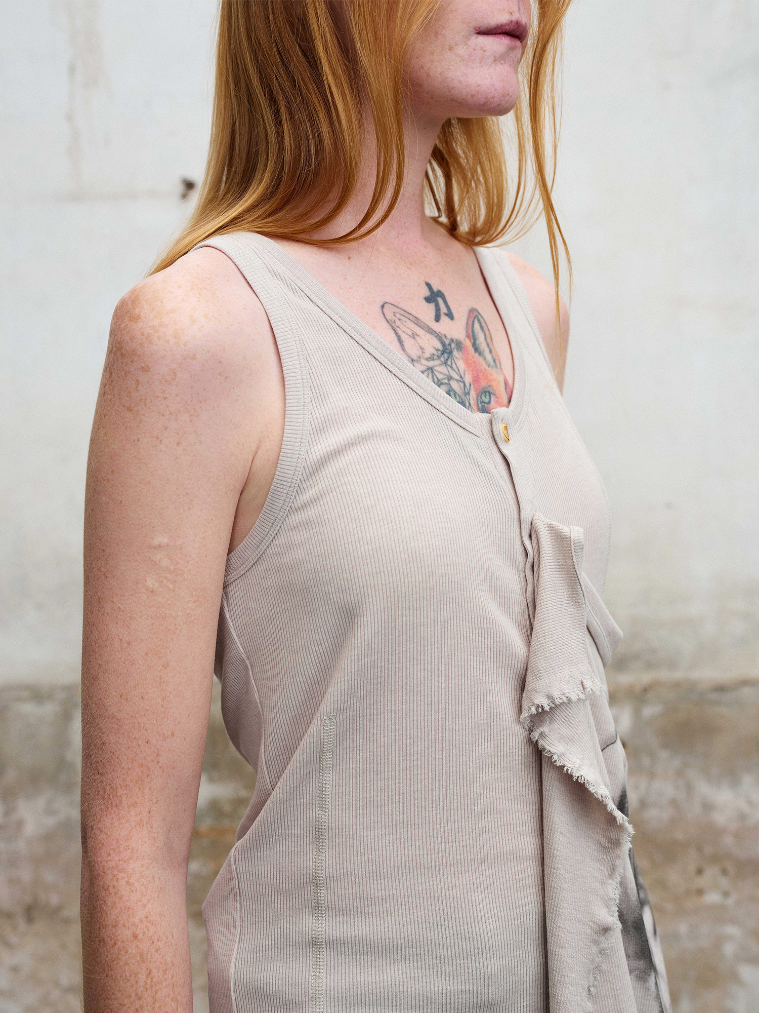 ILNya Nieternite Nifutur Deconstructed Graphic Knit Tank Top Gray-Tank Top-S (0)-Free Shipping Leatheretro