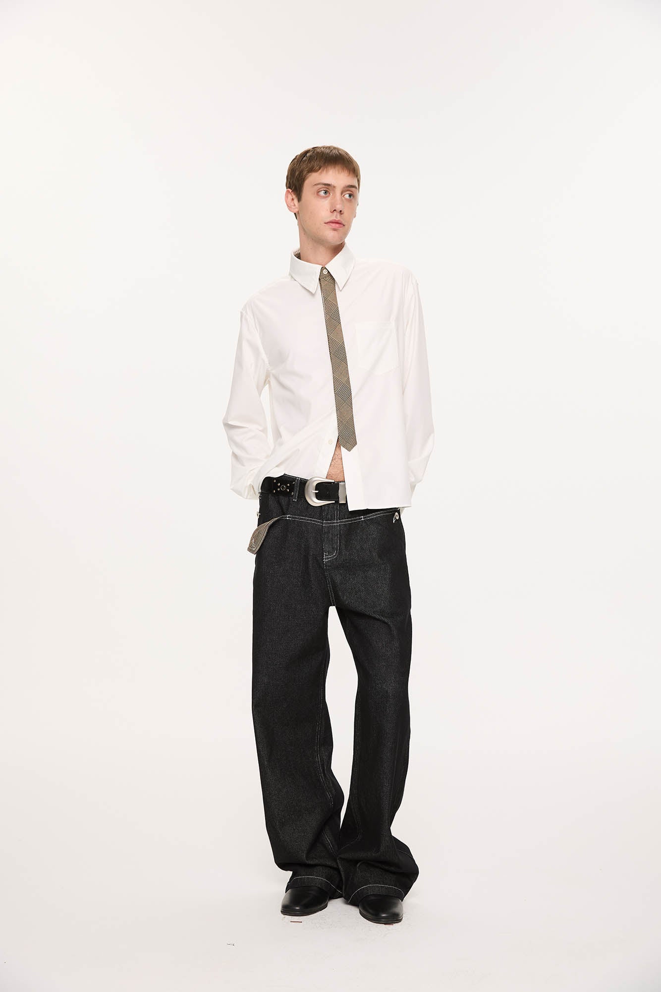 KREATE Panel Flap Plaid Pocket Jeans-Jeans-S-Free Shipping Leatheretro