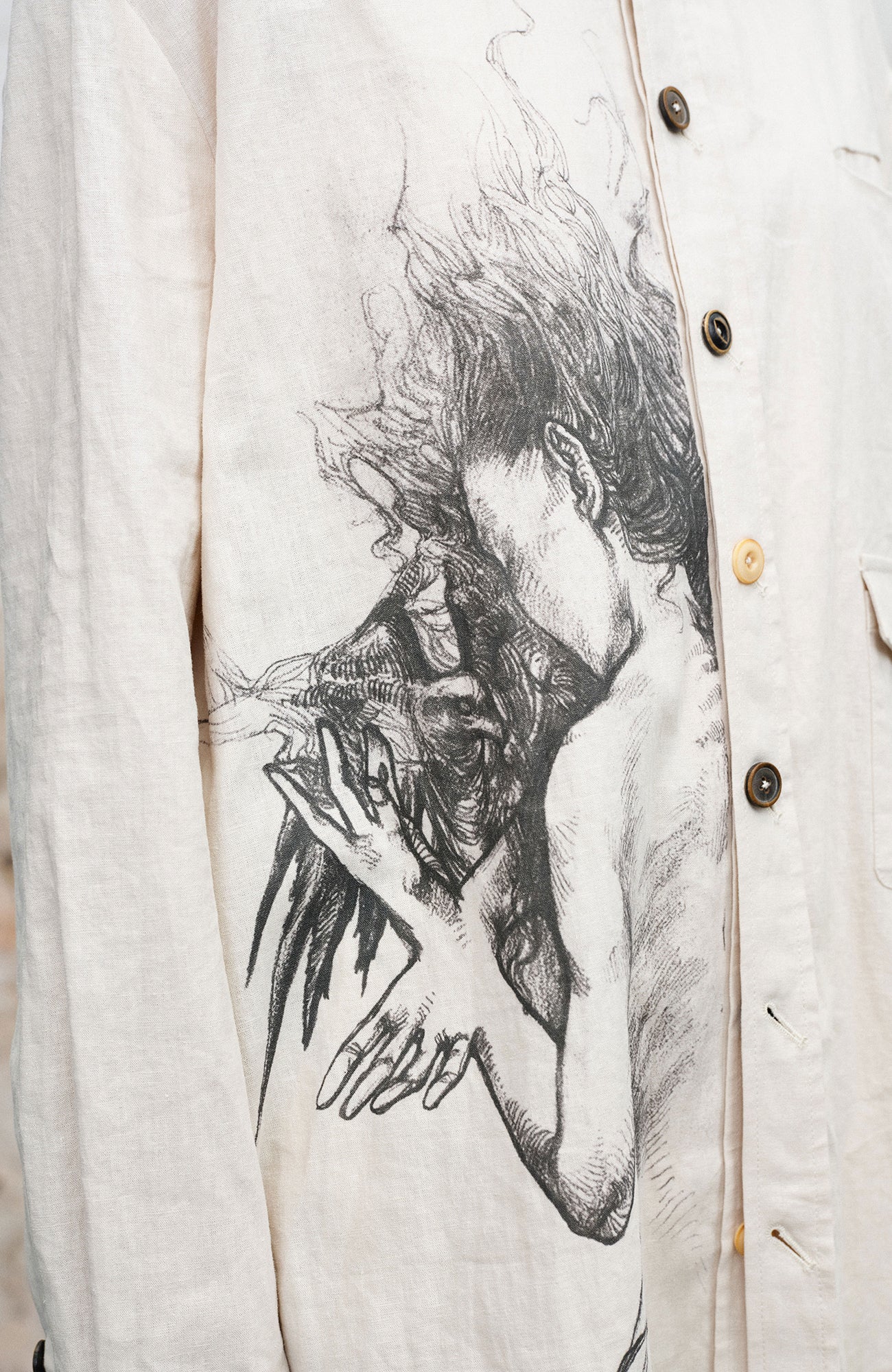 ILNya Nieternite Nifutur Double-Collar Hemp-Blend Graphic Shirt-Shirt-S(0)-Free Shipping Leatheretro