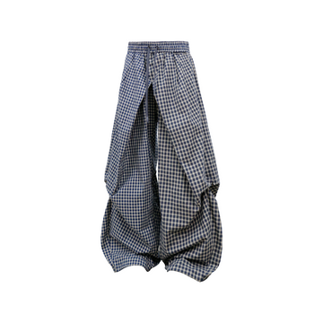 RELABEL Gingham Draped Drawstring Oversized Cargo-Pants-XS-Free Shipping Leatheretro