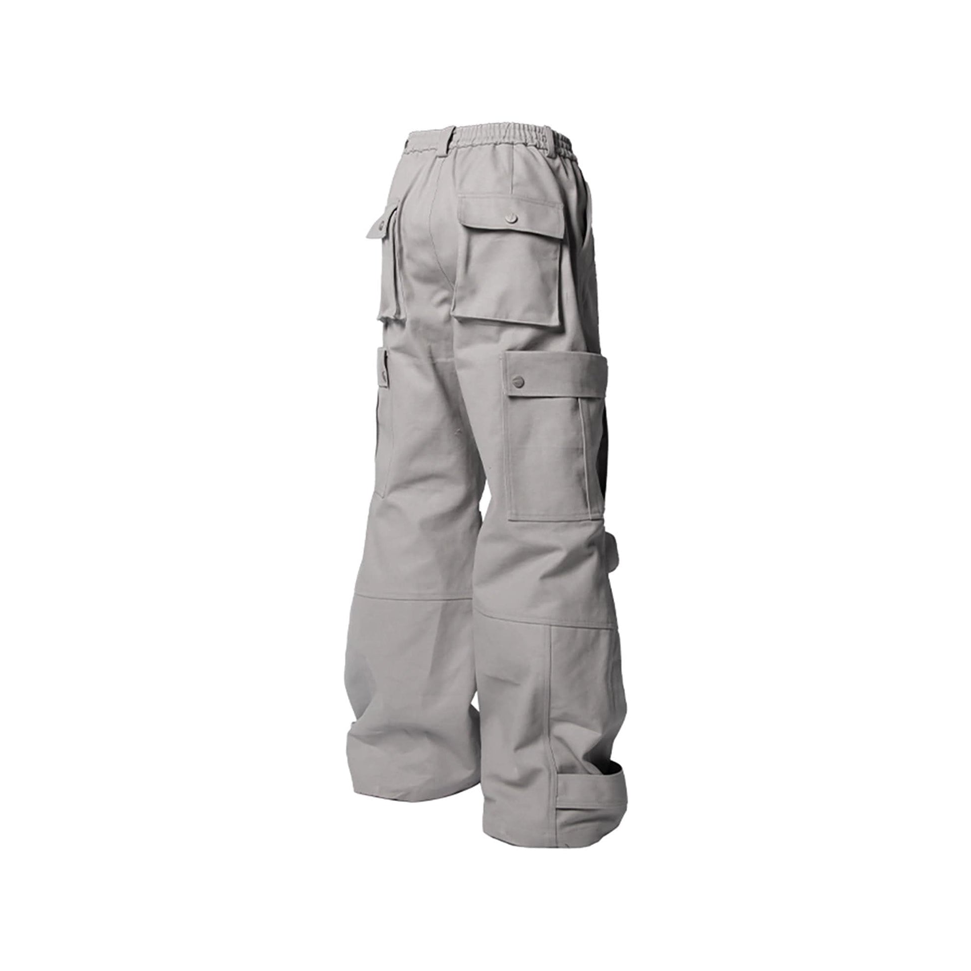 RELABEL Multi-Pocket Oversized Workwear Cargo Pants Gray-Pants-XS-Free Shipping Leatheretro
