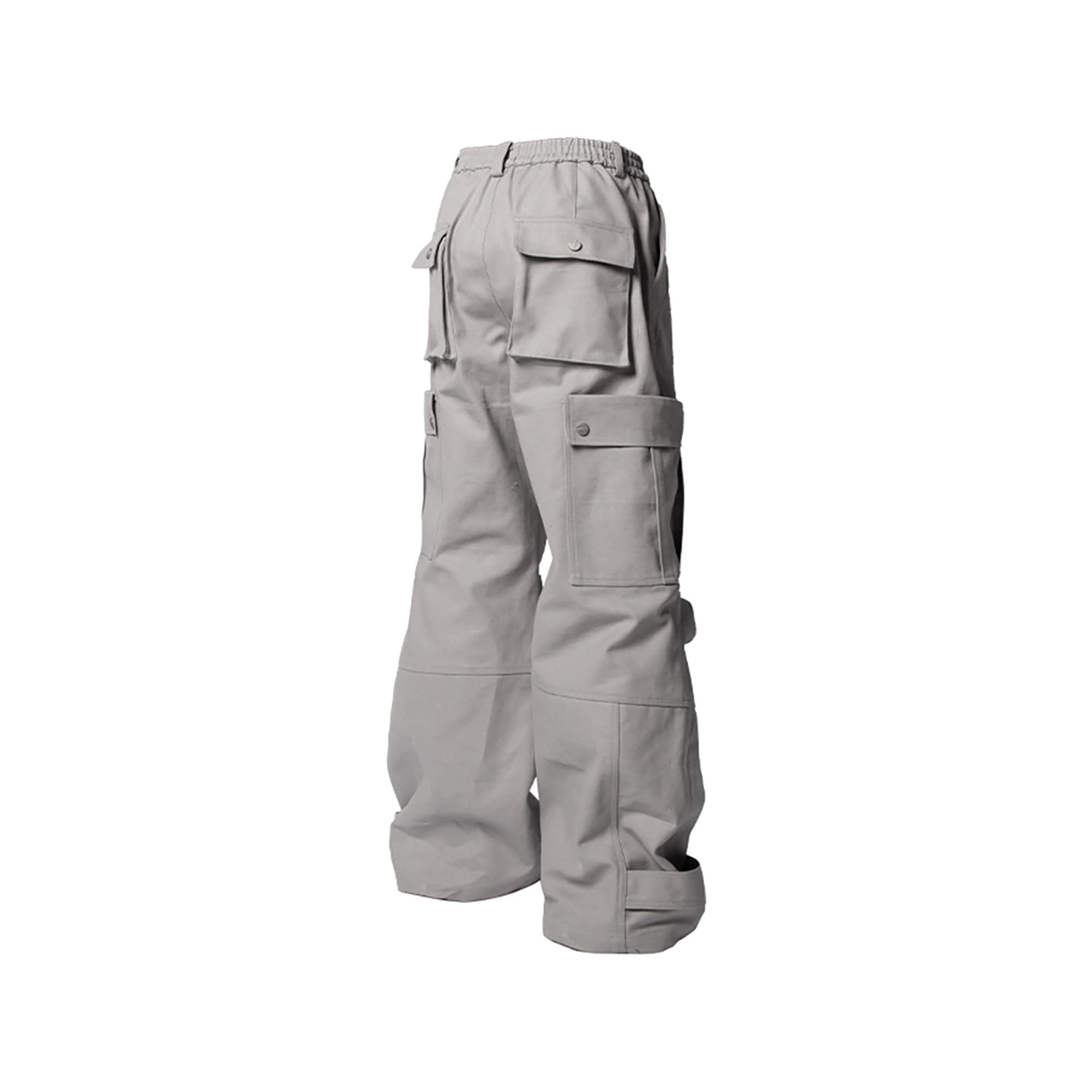 RELABEL Multi-Pocket Oversized Workwear Cargo Pants Gray-Pants-XS-Free Shipping Leatheretro