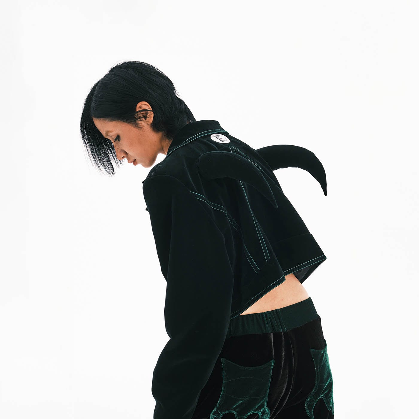 EMBRYO Devil Horned Velvet Cropped Jacket-Jacket-One Size-Free Shipping Leatheretro