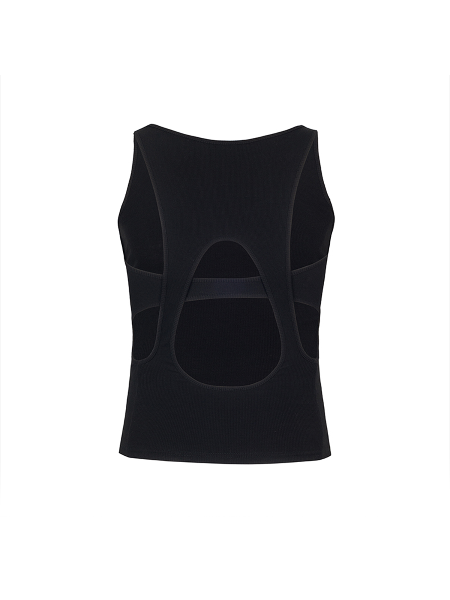 TUIMU Back Cut-Out Ribbed Tank Top Black-Tank Top-One Size-Free Shipping Leatheretro