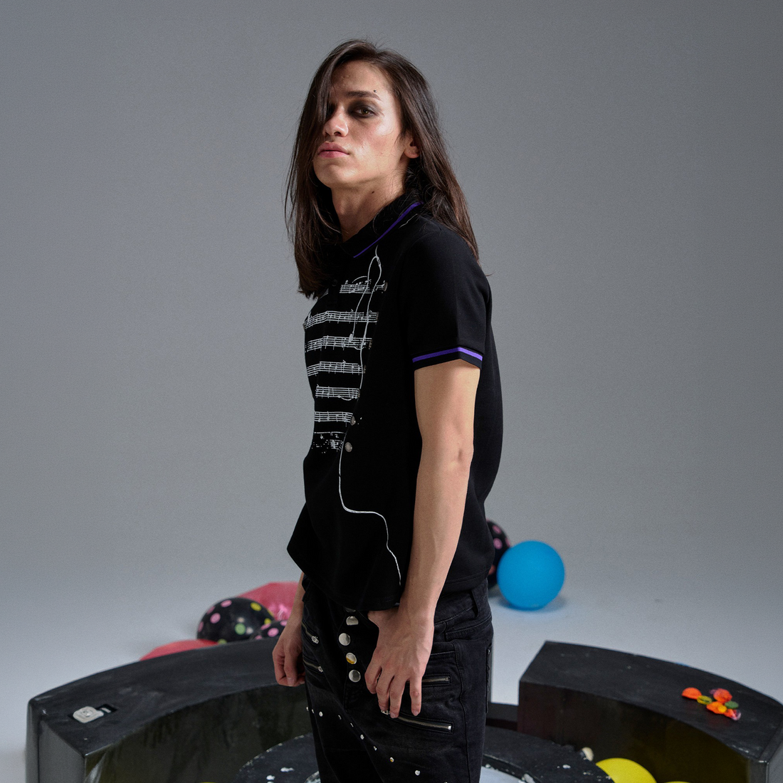 PAIKI Napoleon Score Headphone Slim Polo Shirt-T Shirt-S (Preorder)-Free Shipping Leatheretro