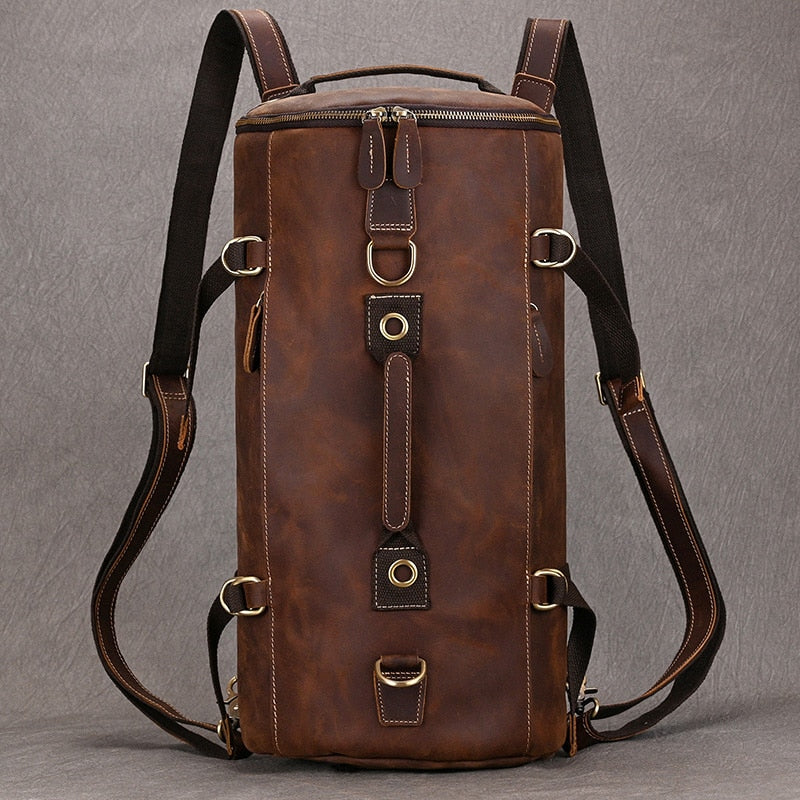 Premium Leather Bucket Backpack-Backpacks-Brown-Free Shipping Leatheretro