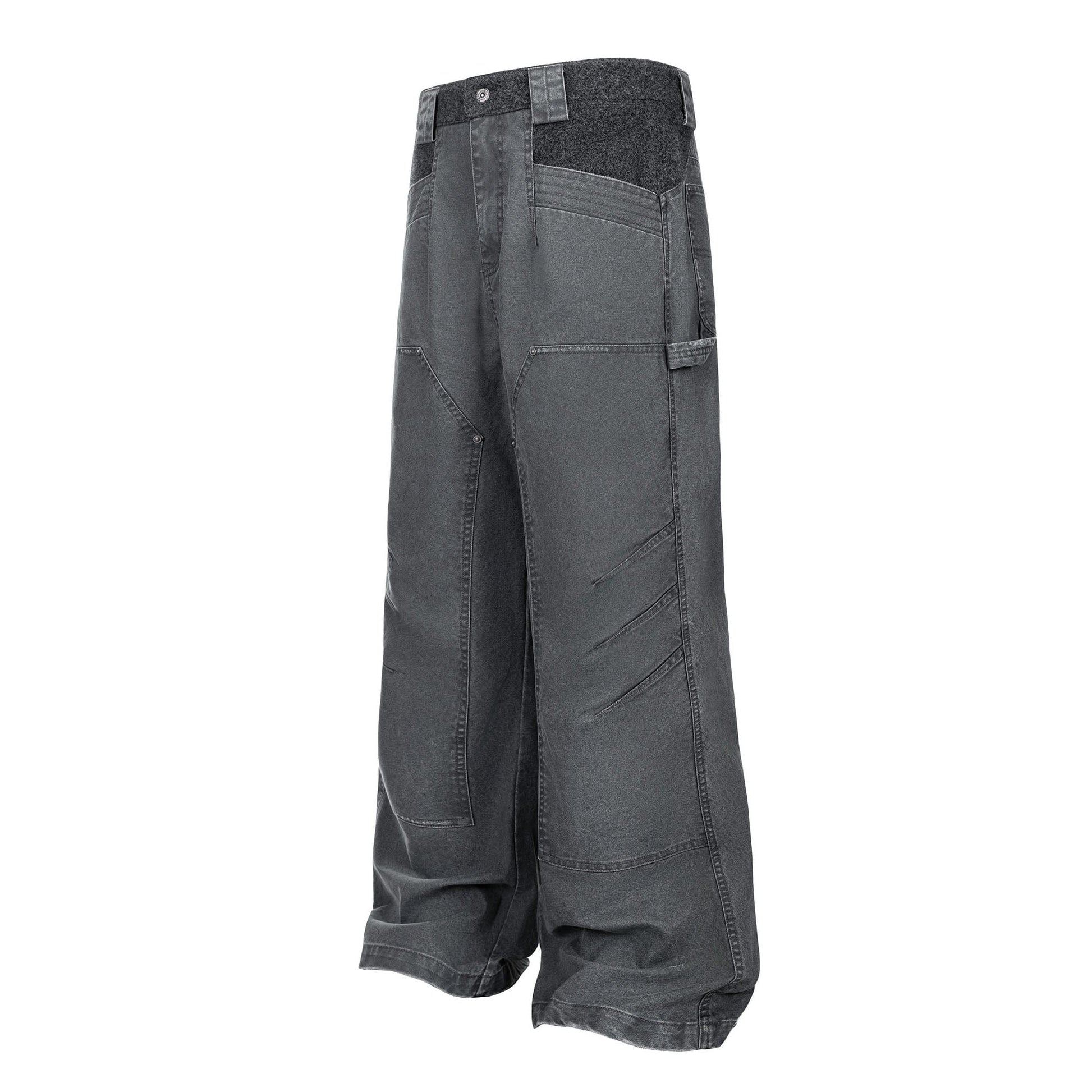 ESAIAS Claw Washed Panel Straight-Leg Pants-Pants-S-Free Shipping Leatheretro