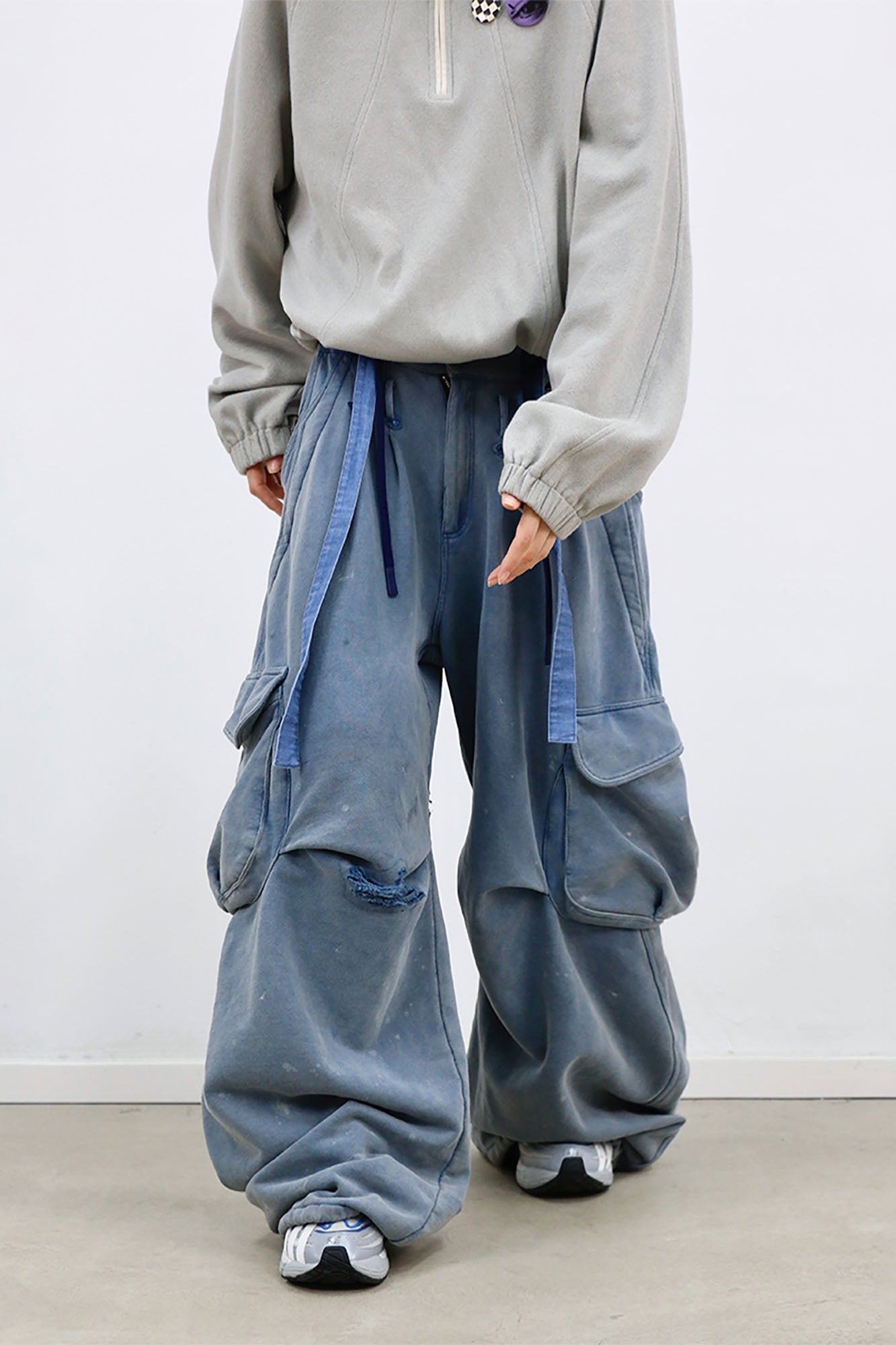 RELABEL Distressed Splatter Double-Waist Cargo Pants-Pants-XS-Free Shipping Leatheretro